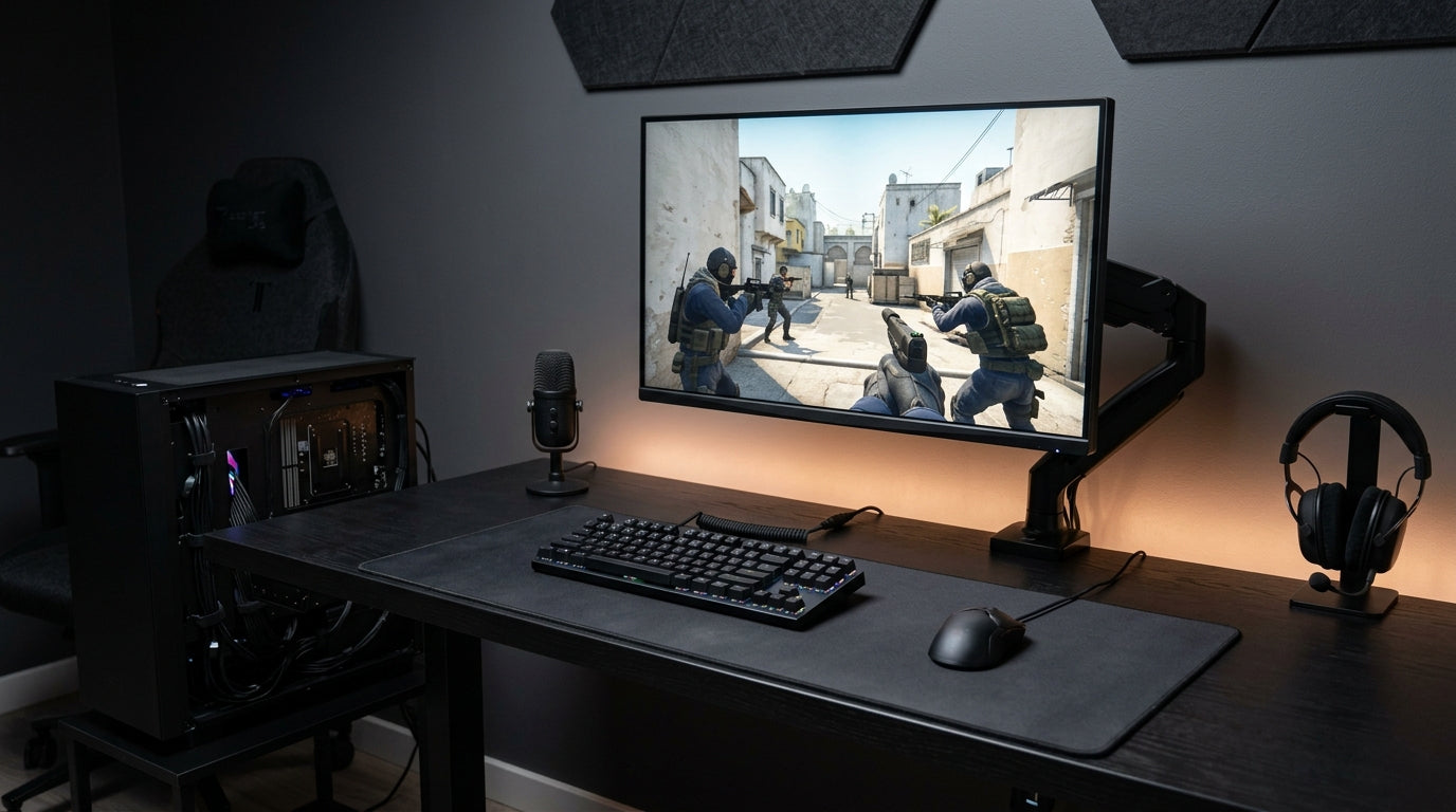 Best competitive gaming monitor setup showing CS2 on a high-refresh KTC display