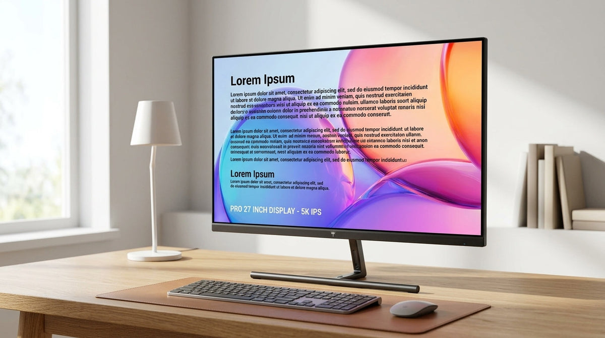 KTC 27-inch 5K productivity monitor showing crisp text and accurate colors on a clean desk setup