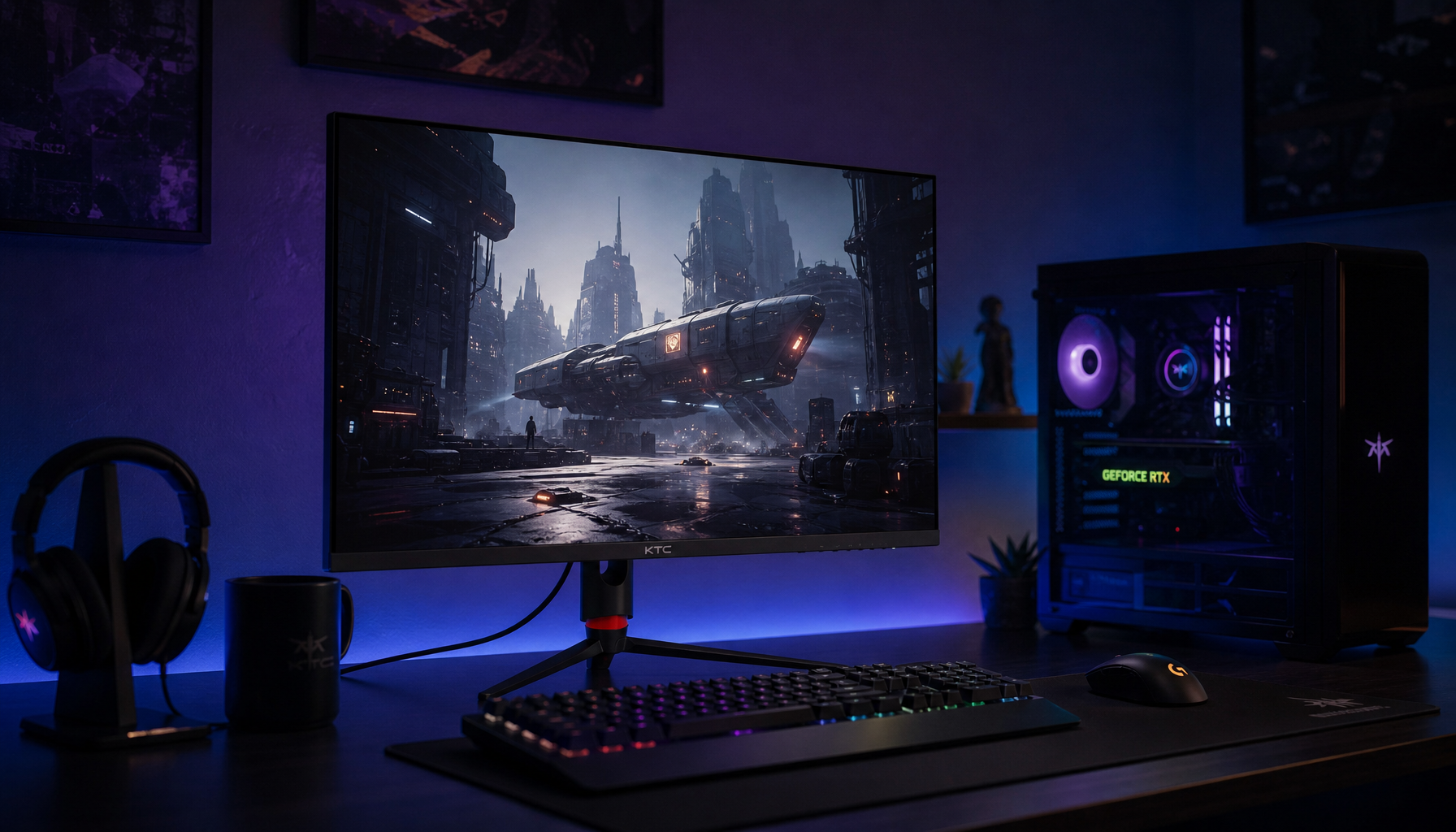 Gaming monitor displaying HDR content over DisplayPort 1.4 connection with vivid colors and deep contrast