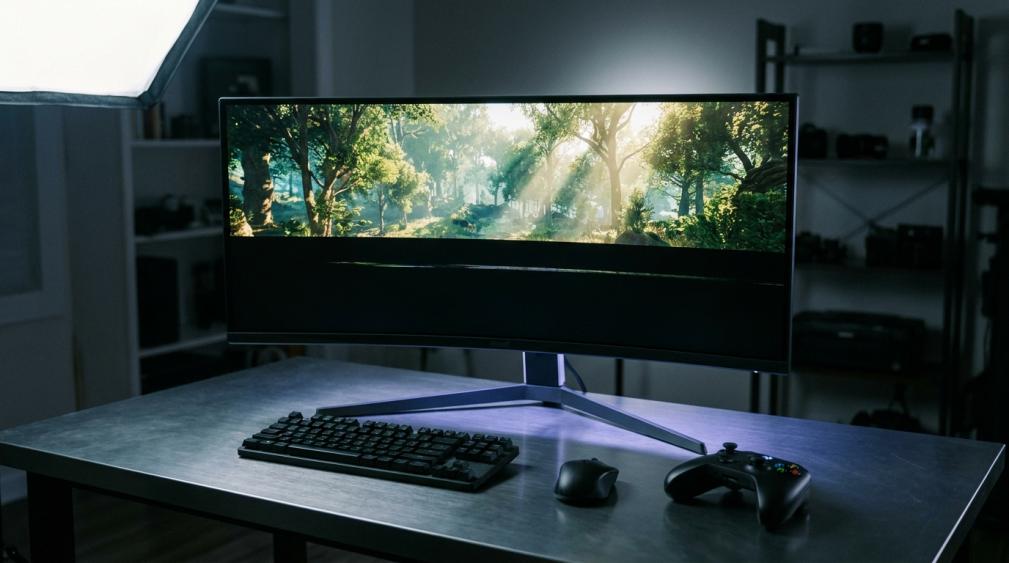 Gaming monitor displaying a VRR black screen flash moment during console gameplay