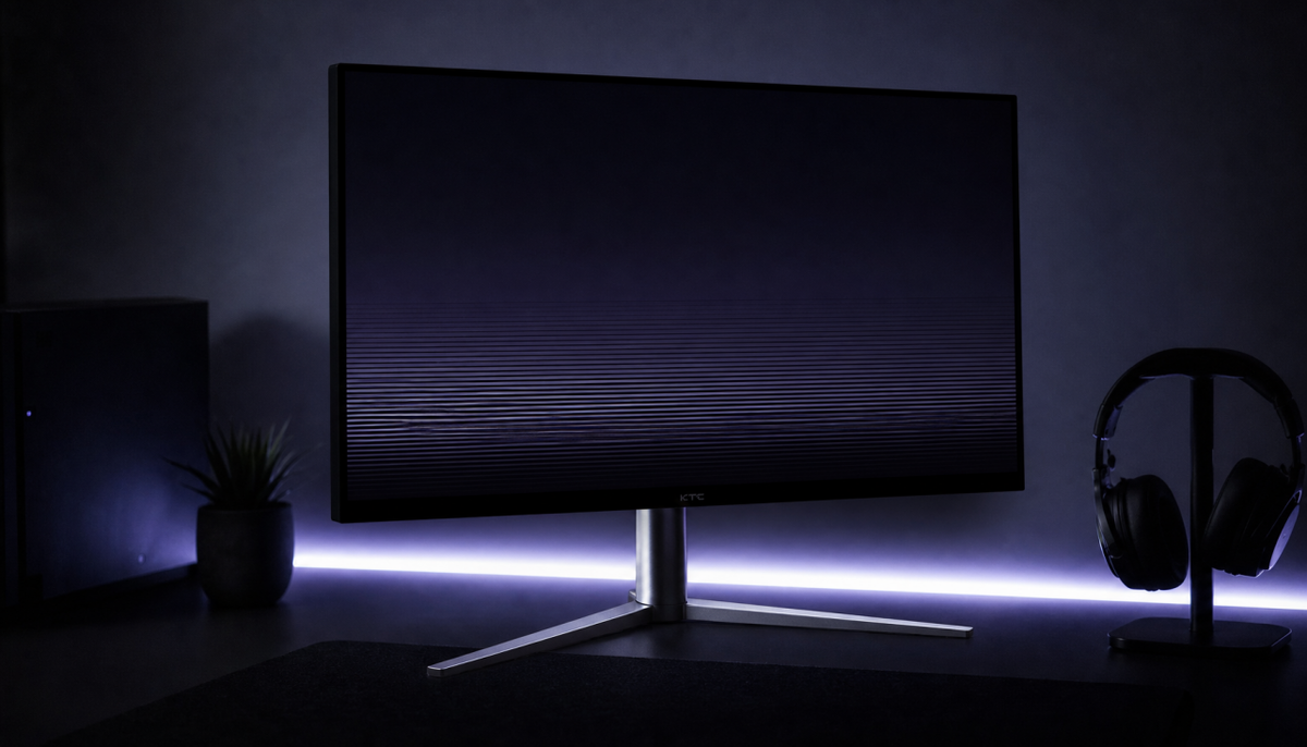 Gaming monitor showing color banding in dark gradient at low brightness setting
