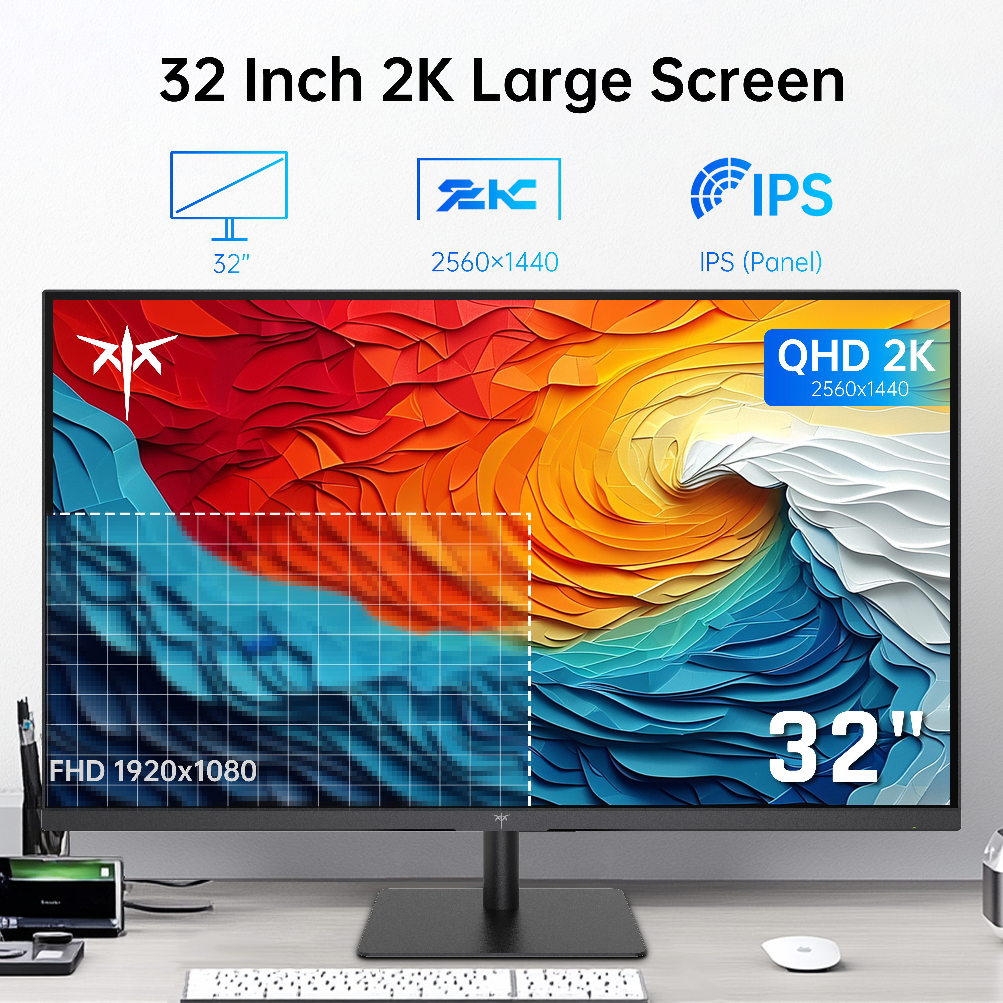 KTC 32-inch 2K IPS monitor with 100Hz/120Hz refresh rate, thin bezels