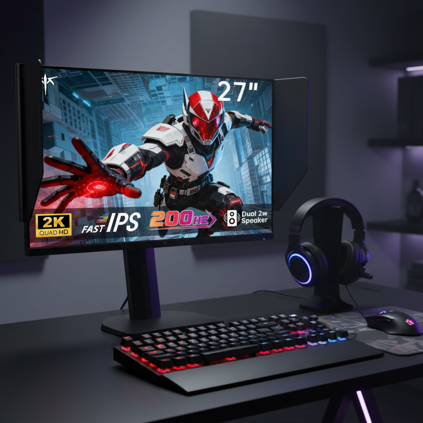 KTC 27-inch gaming monitor with narrow bezel, HDR, GamePlus, and FPS/RTS display