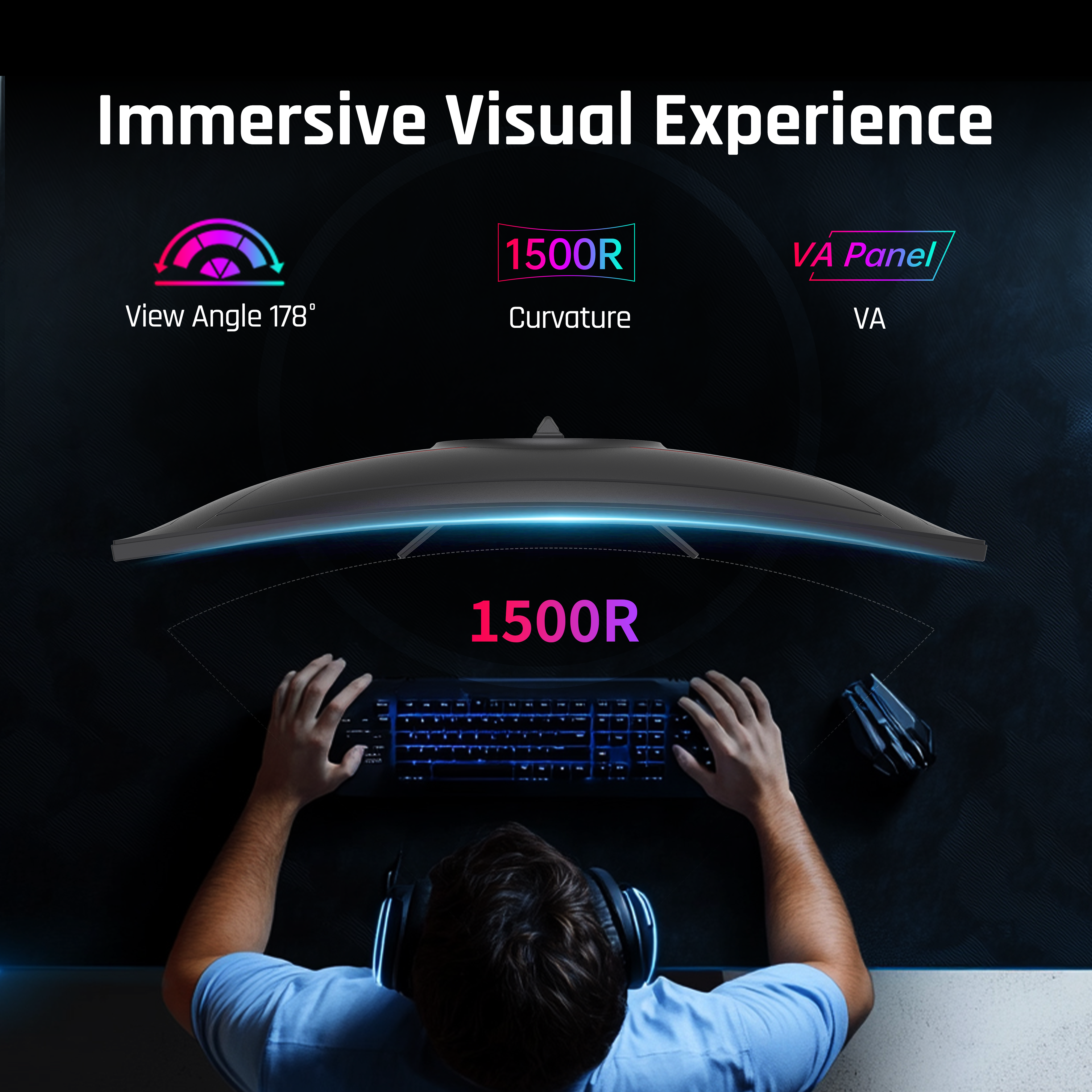 KTC 24-inch curved gaming monitor with FHD display, 165Hz refresh rate, and slim black bezel