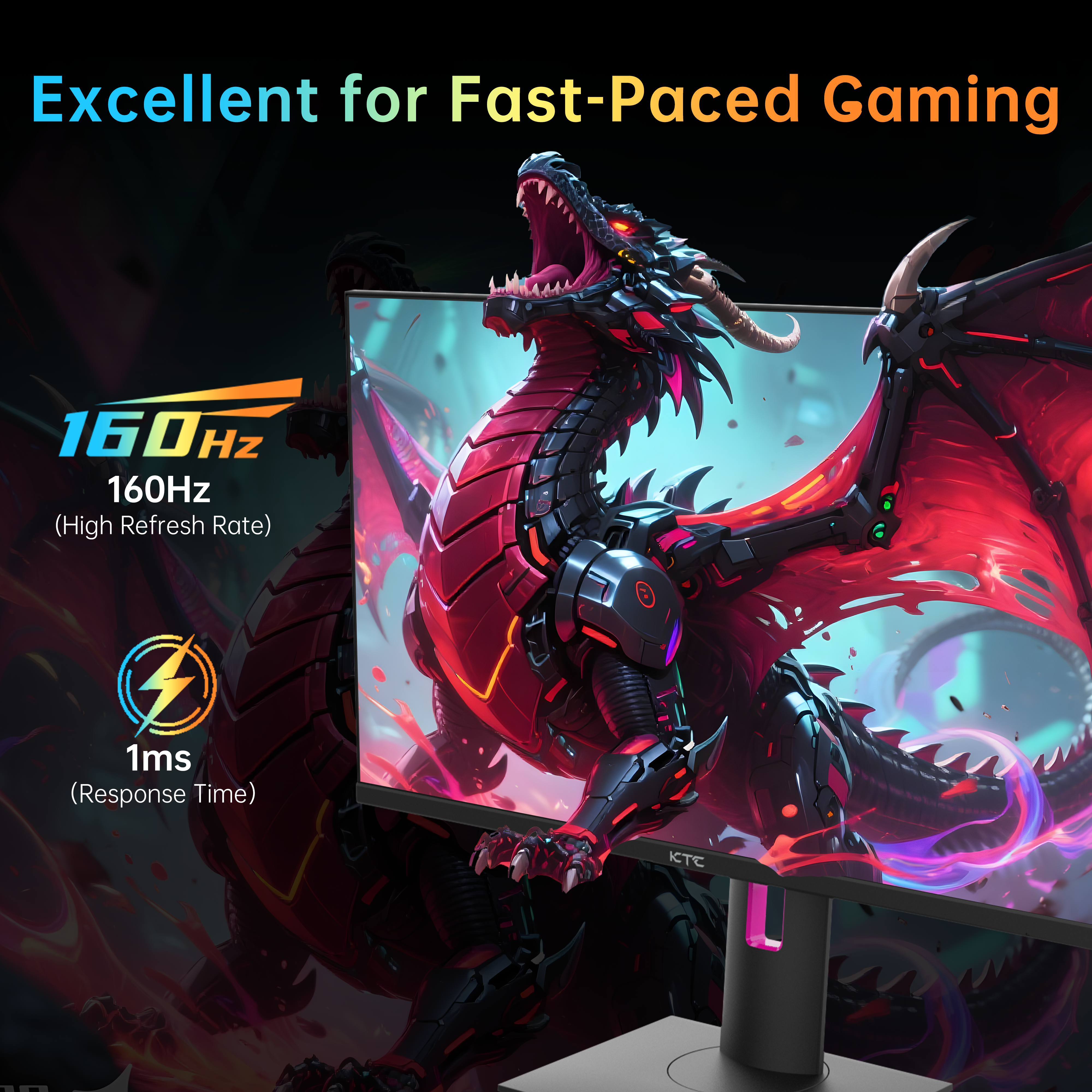 KTC 27-inch 4K 160Hz gaming monitor with HDR400, Fast IPS and adjustable stand