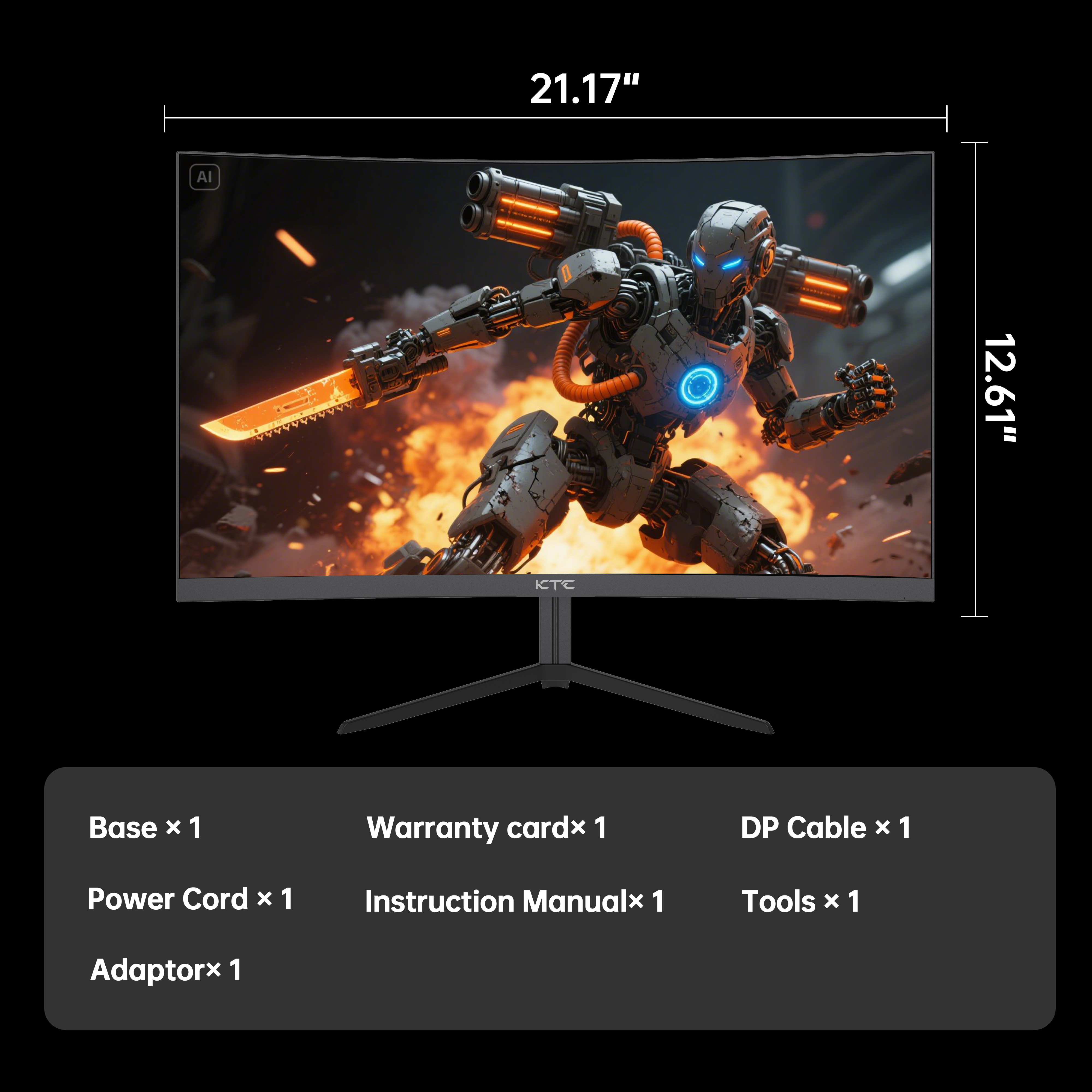 KTC 24-inch curved gaming monitor with 1500R FHD display and 165Hz refresh rate
