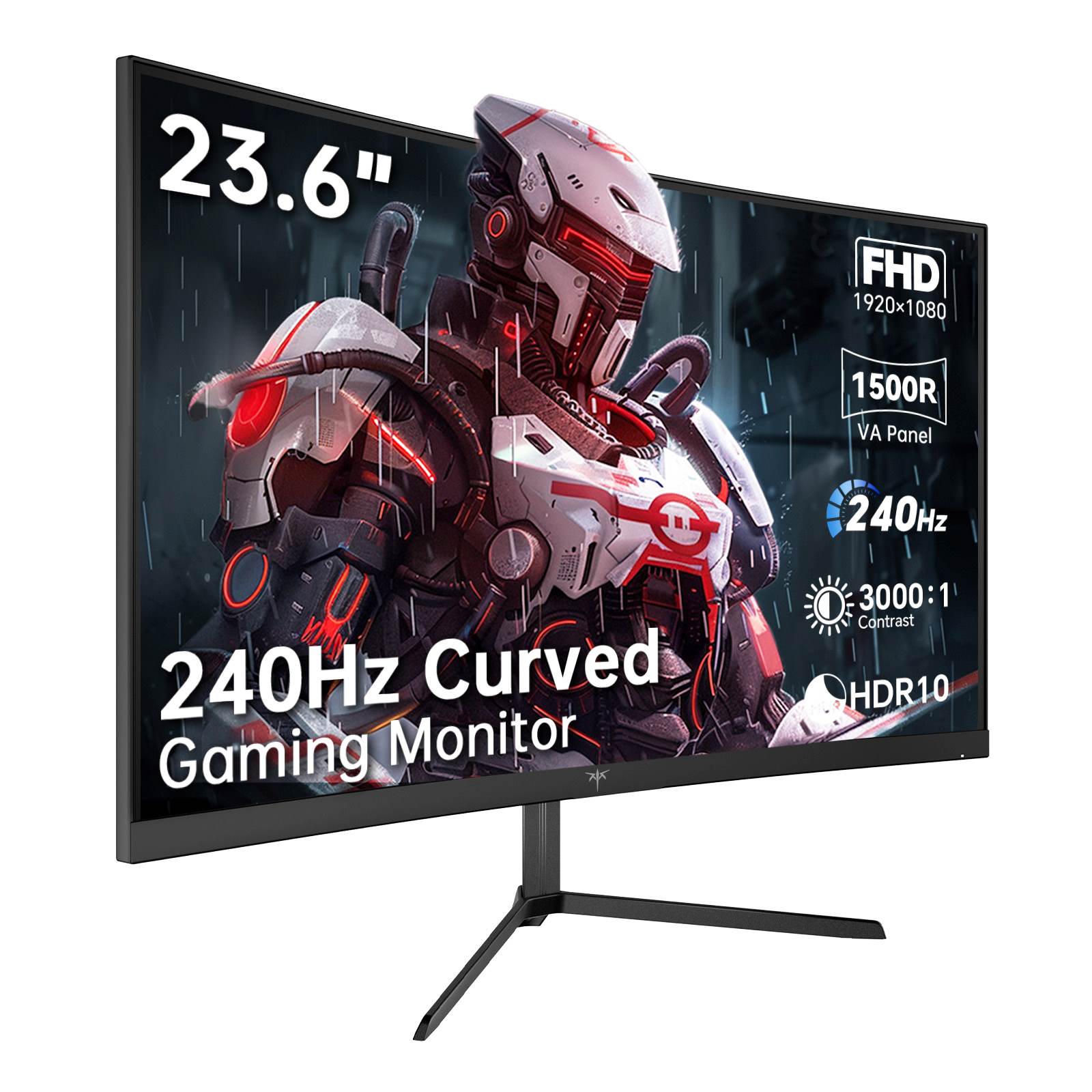 KTC 24-inch FHD 1500R curved gaming monitor with slim black bezel and V-shaped stand