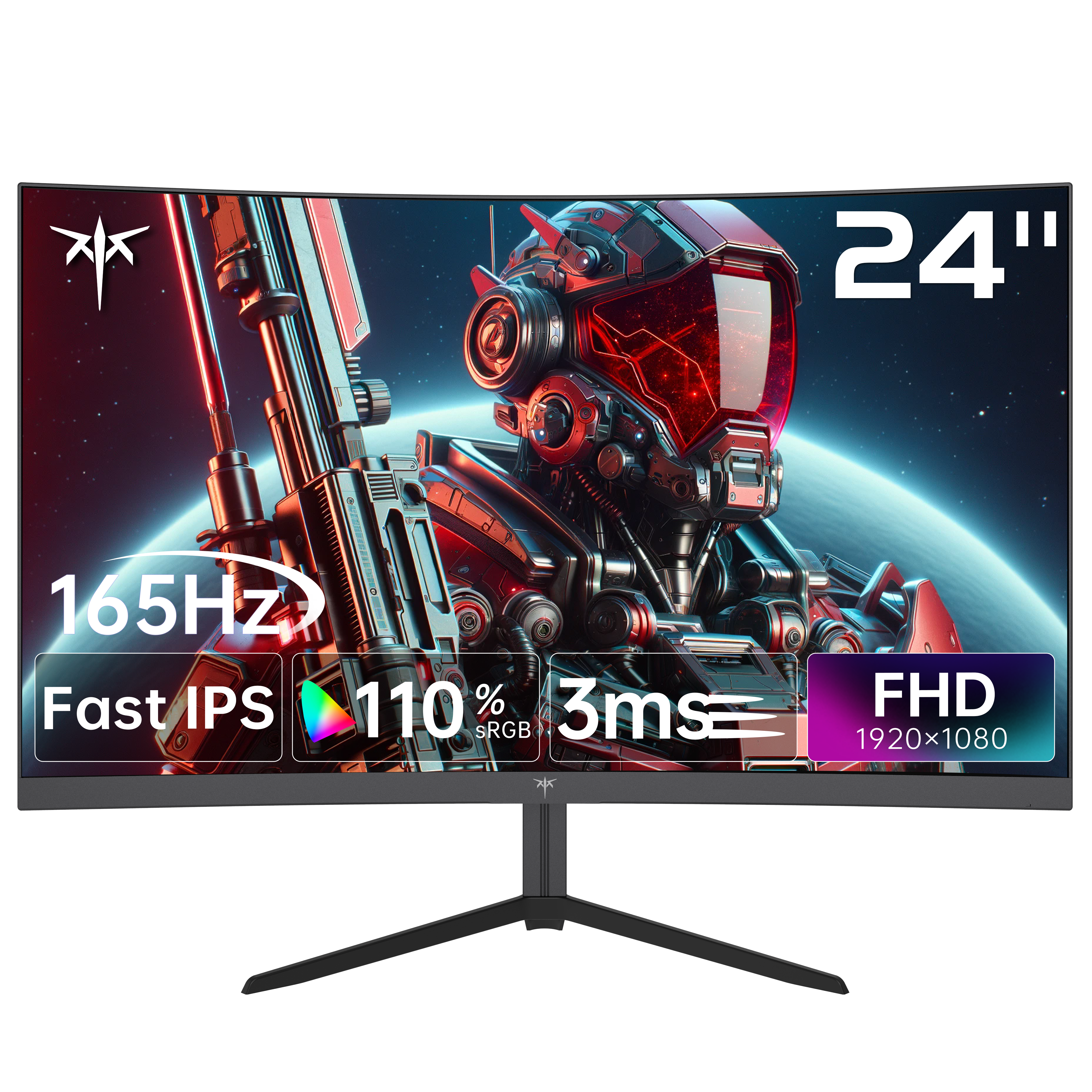 KTC 24-inch curved FHD gaming monitor with thin bezels and black stand
