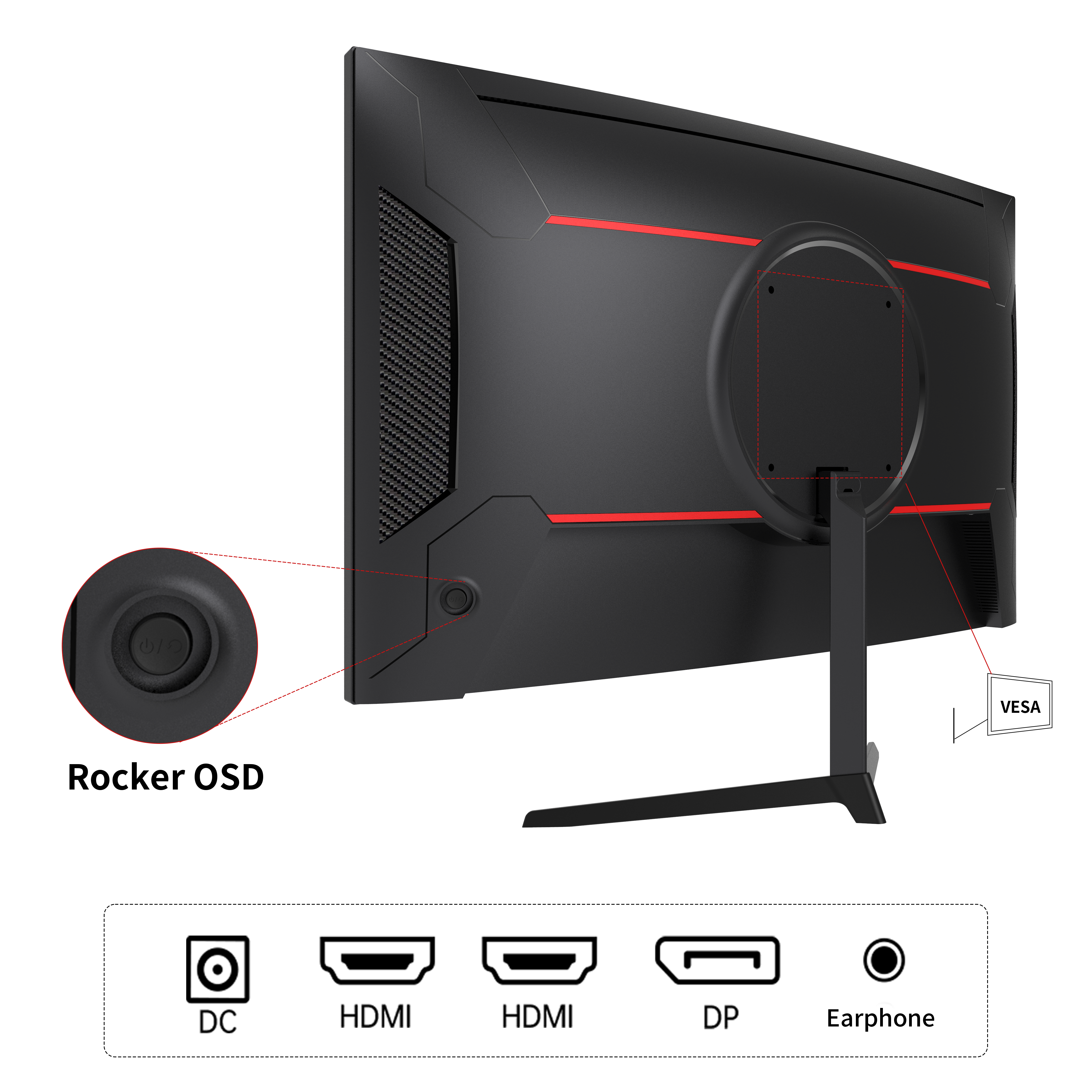 KTC 24-inch curved gaming monitor with FHD, 165Hz/180Hz, 1500R, FreeSync