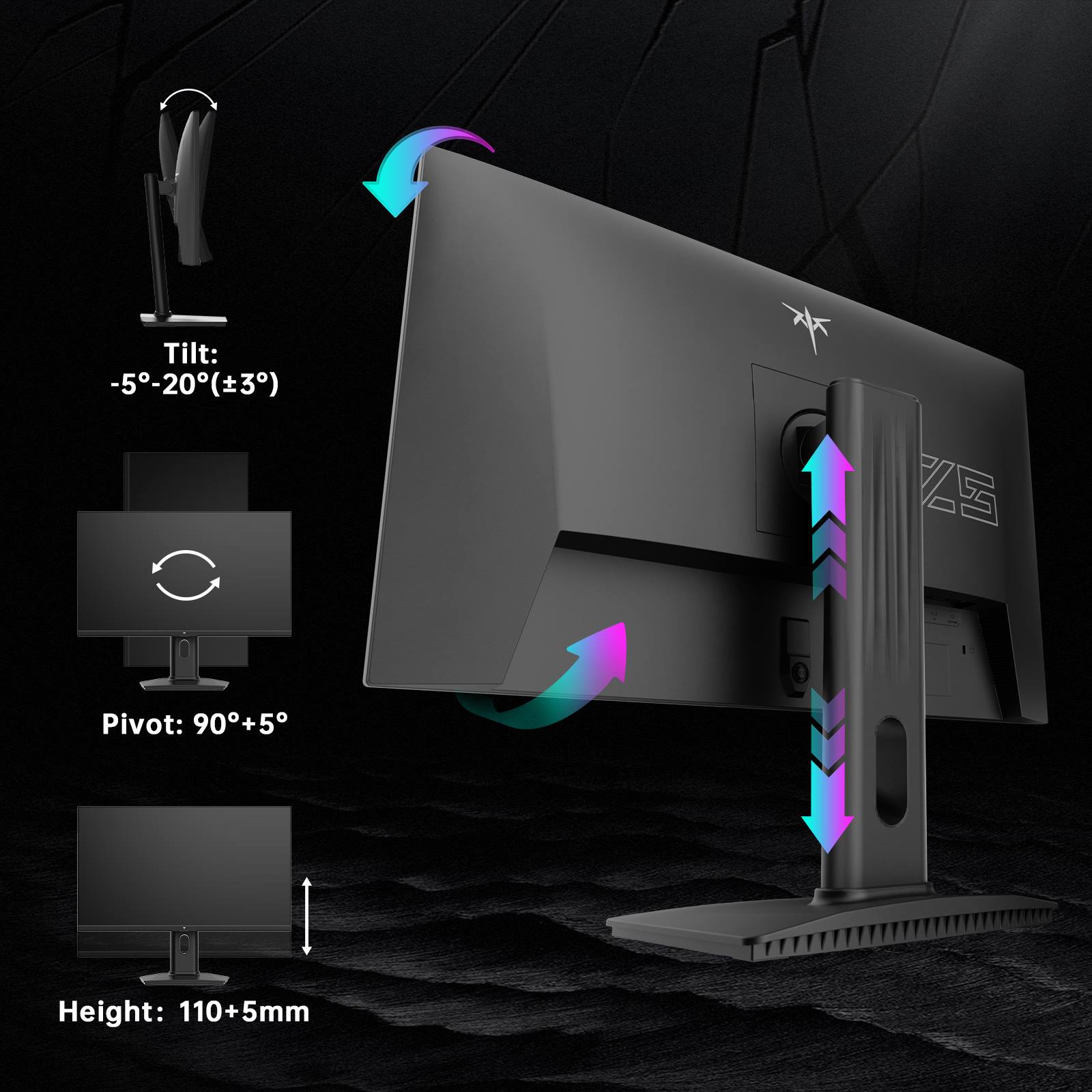KTC 25-inch vertical gaming monitor in portrait mode with slim bezel and adjustable stand