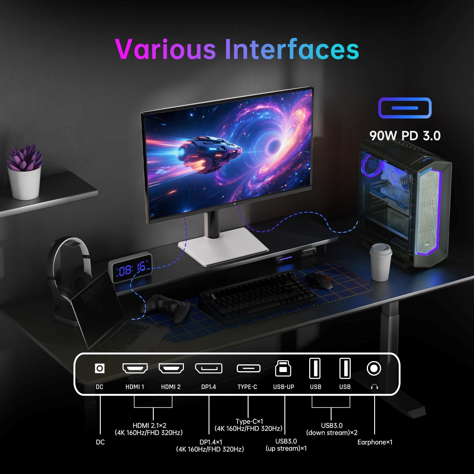 KTC 27-inch 4K gaming monitor with 160Hz/320Hz dual mode, HDR400, and 90W USB-C
