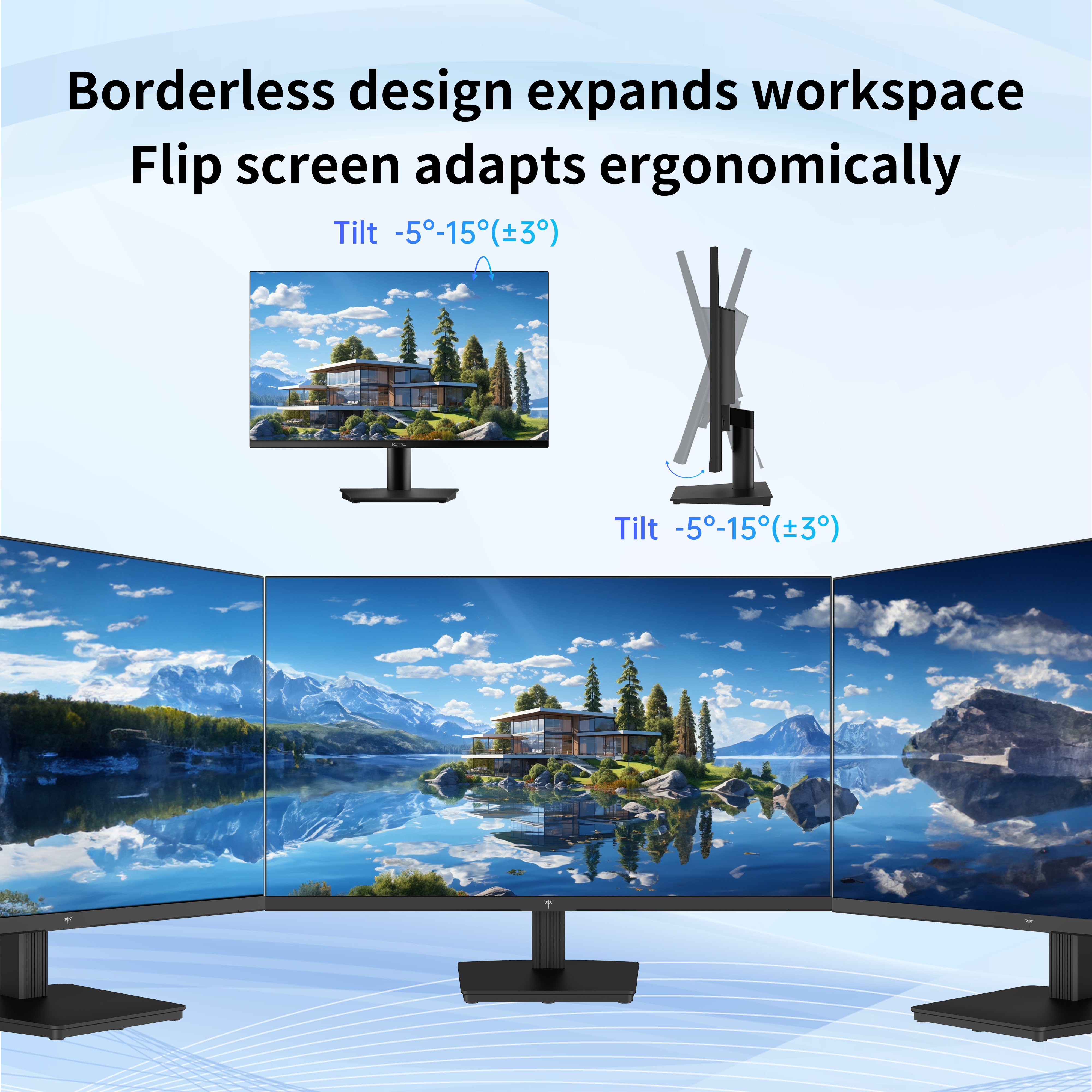 Slim black KTC 27-inch 2K IPS monitor on stand for home and office