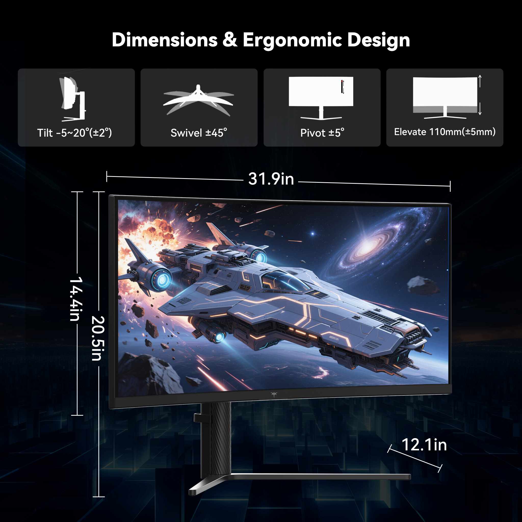 KTC 34" 2K 180Hz/1ms 1500R Curved Gaming Monitor | H34S5