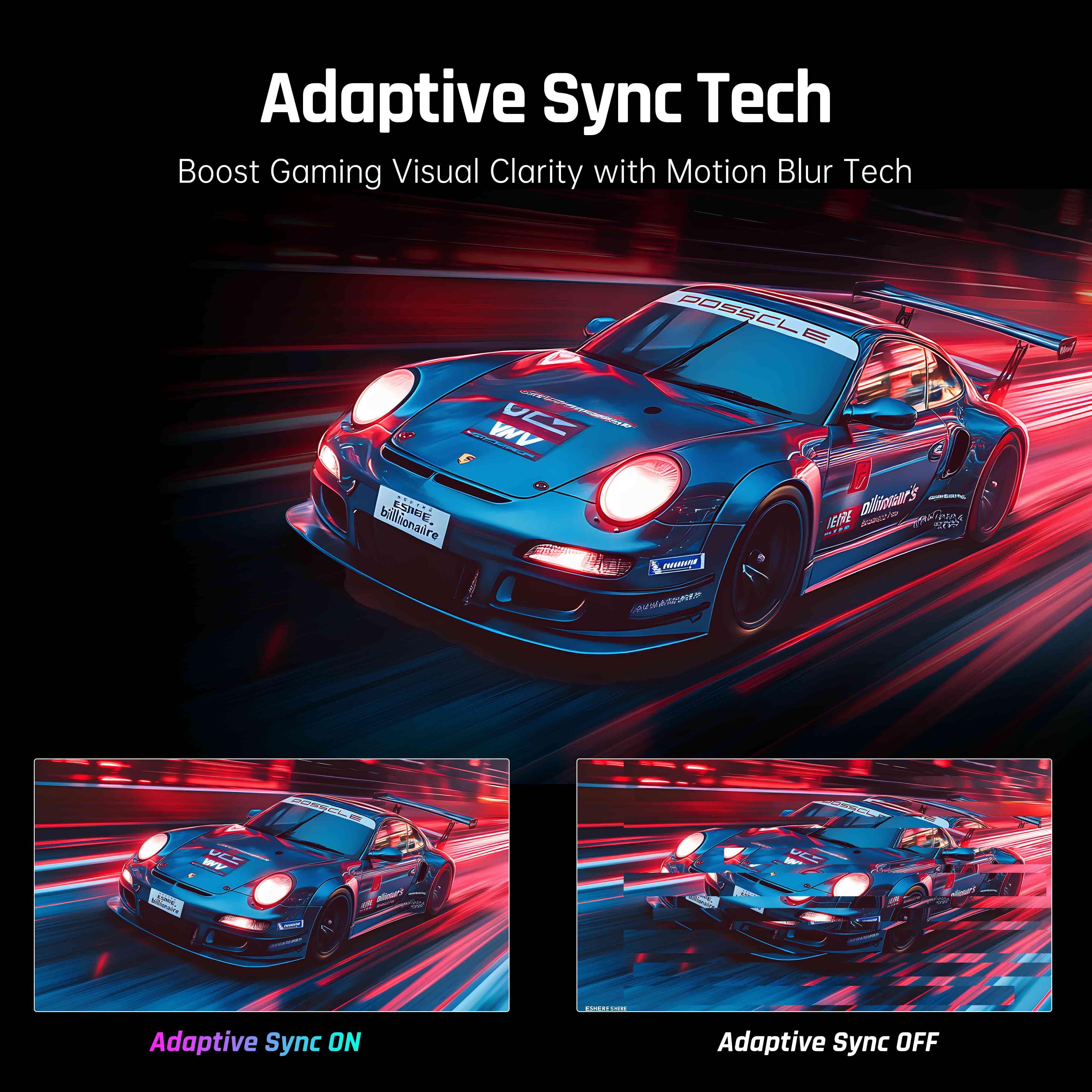 KTC 24-inch curved gaming monitor showing racing gameplay on blue background