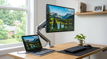 Single-Cable USB-C Monitor Desk Setup
