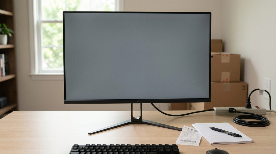KTC monitor on a desk with a clean reliability-focused setup