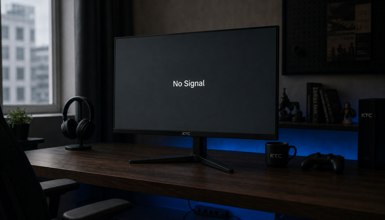 Gaming monitor displaying No Signal message after a power outage
