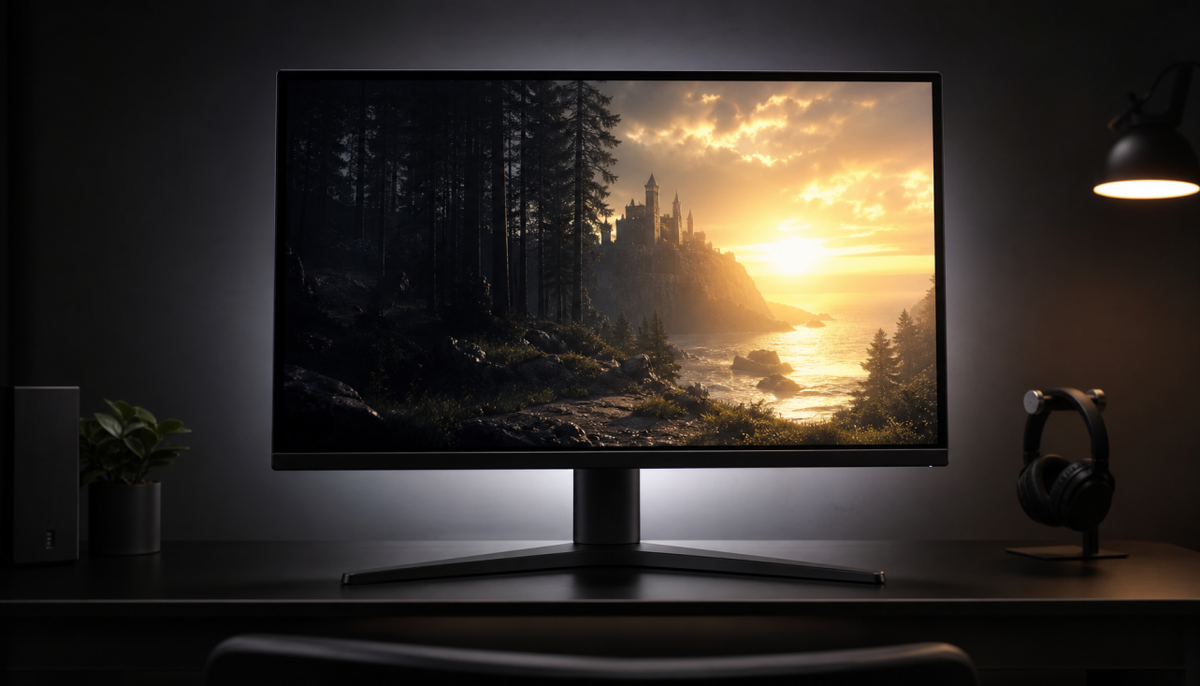 Gaming monitor showing HDR display uniformity with consistent brightness from edge to edge