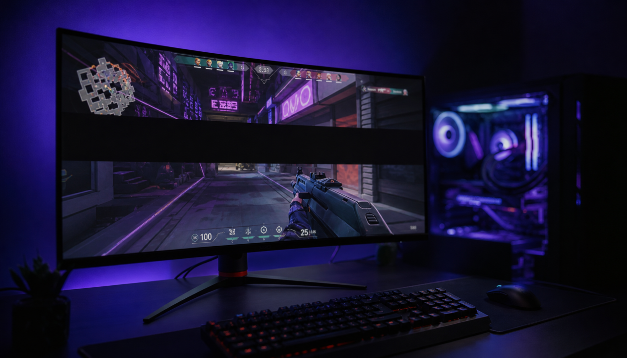 Gaming monitor showing a black screen flash during adaptive sync refresh rate transition
