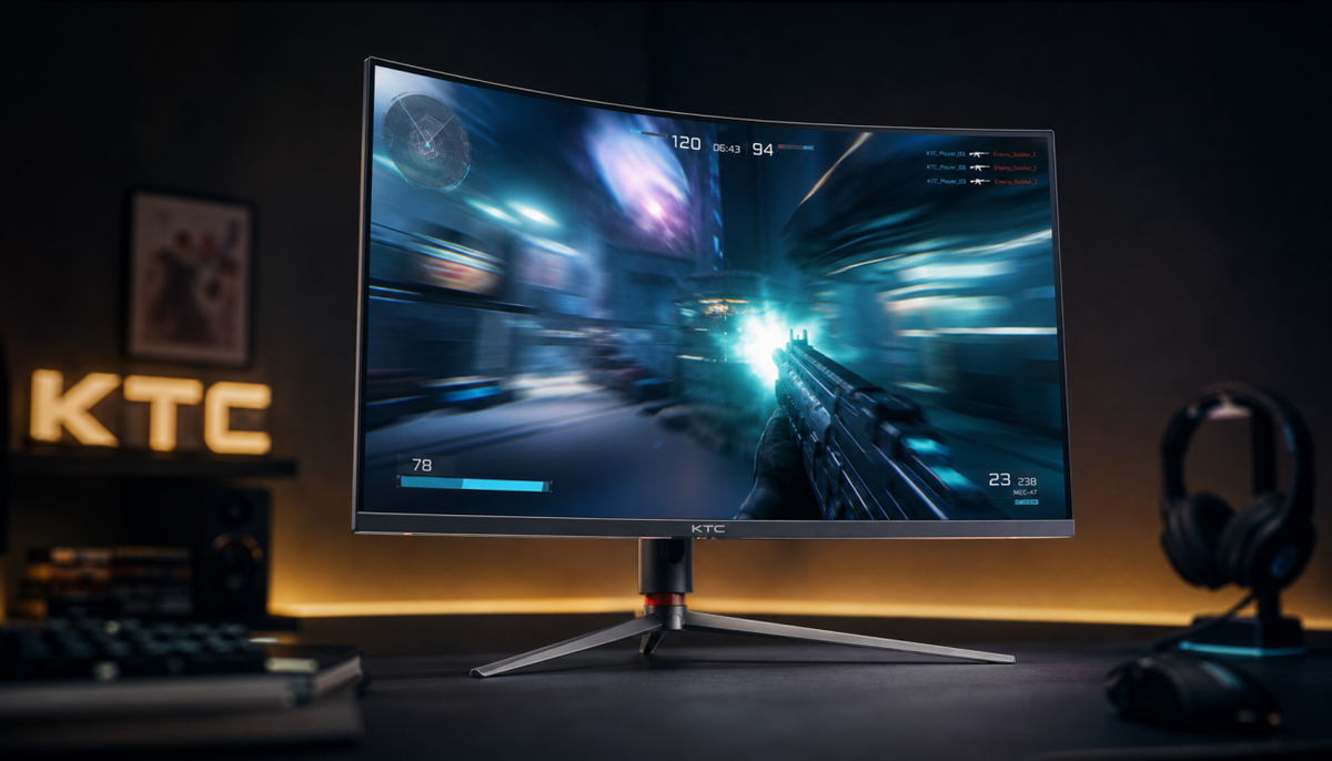 Gaming monitor showing fast-motion gameplay to illustrate overdrive settings and ghosting on 360Hz and 480Hz displays