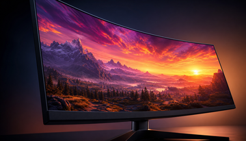 Gaming monitor showing smooth HDR color gradient to illustrate the impact of display bit depth on color accuracy