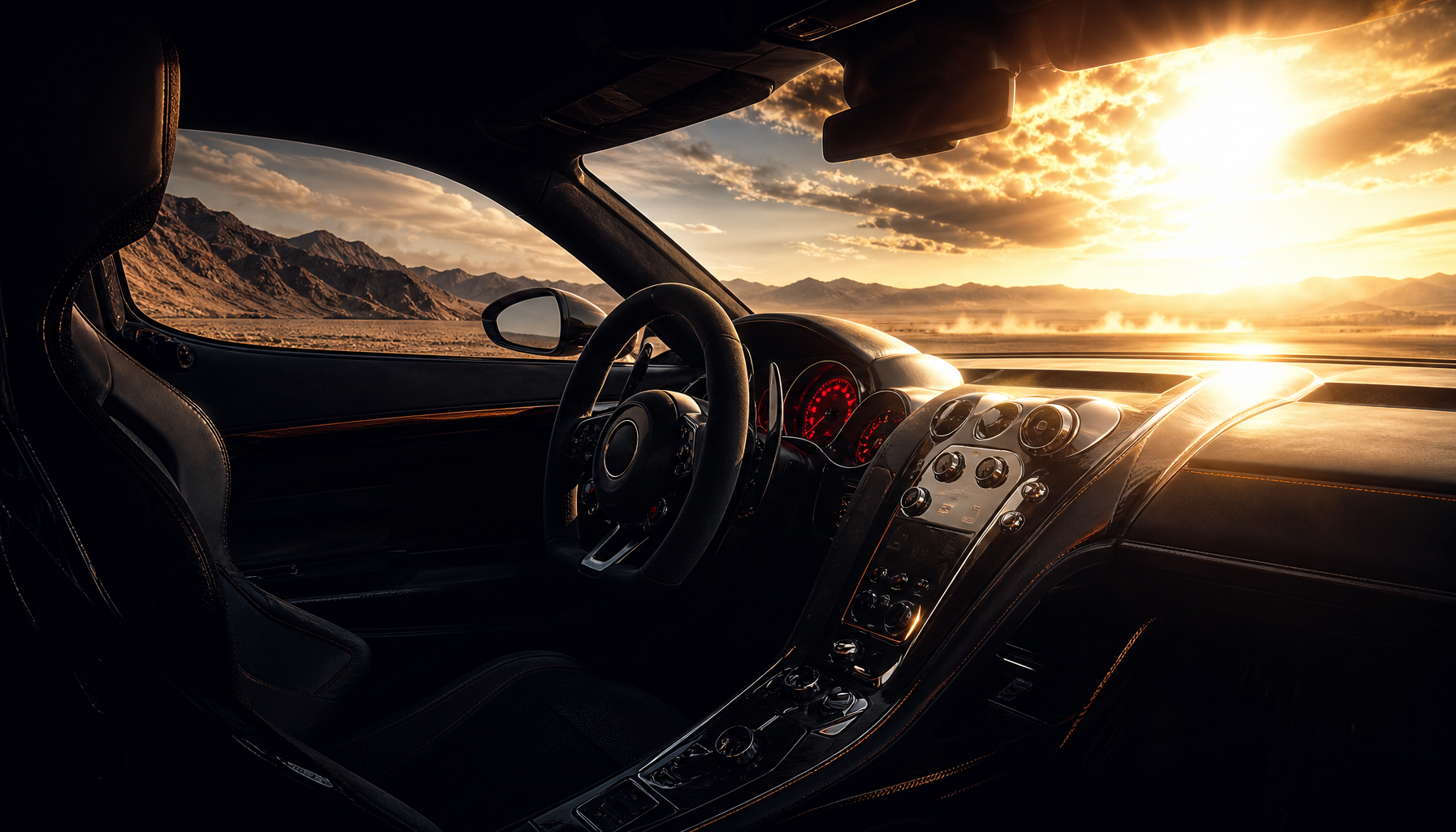 HDR tone mapping comparison showing bright sky and dark cockpit in a racing game scene