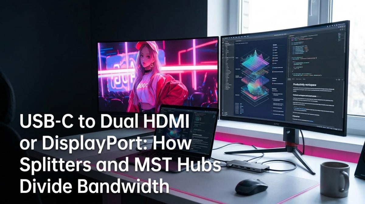 USB-C to Dual HDMI or DisplayPort: How Splitters and MST Hubs Divide Bandwidth