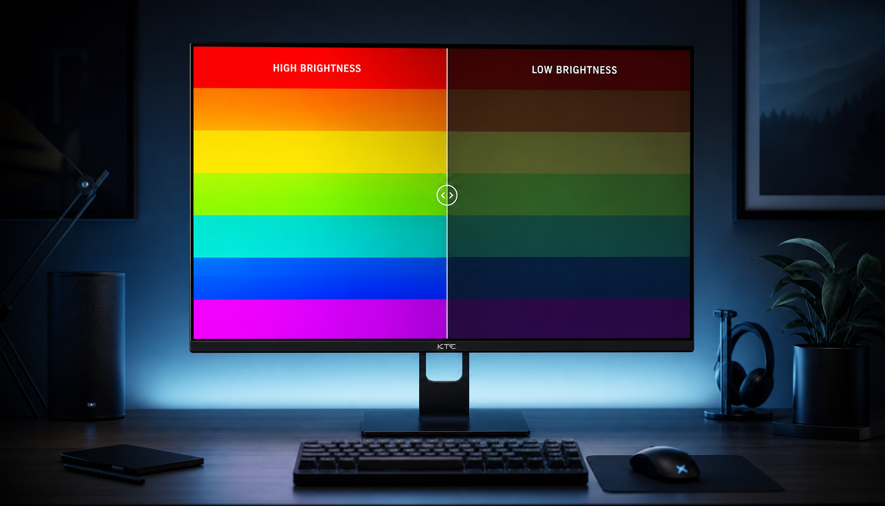 Monitor displaying color accuracy degradation at low brightness settings