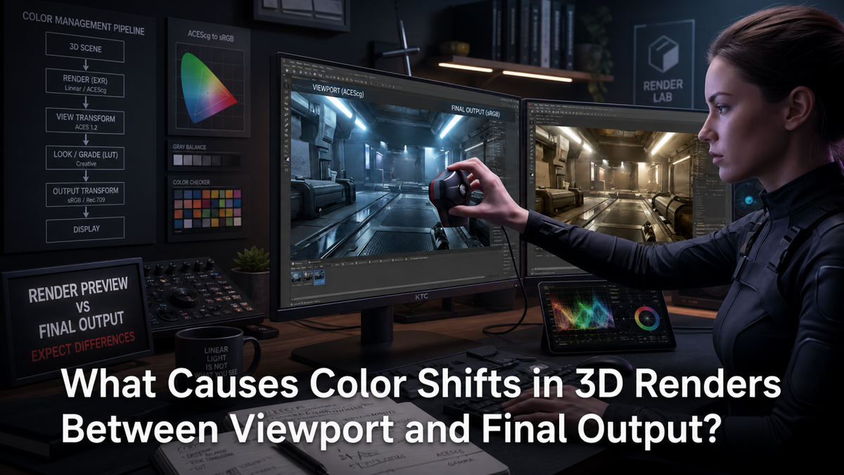 What Causes Color Shifts in 3D Renders Between Viewport and Final Output?