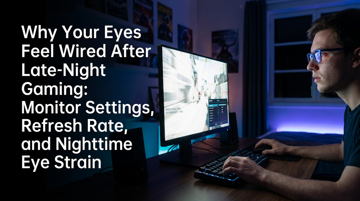 Why Your Eyes Feel Wired After Late-Night Gaming: Monitor Settings, Refresh Rate, and Nighttime Eye Strain
