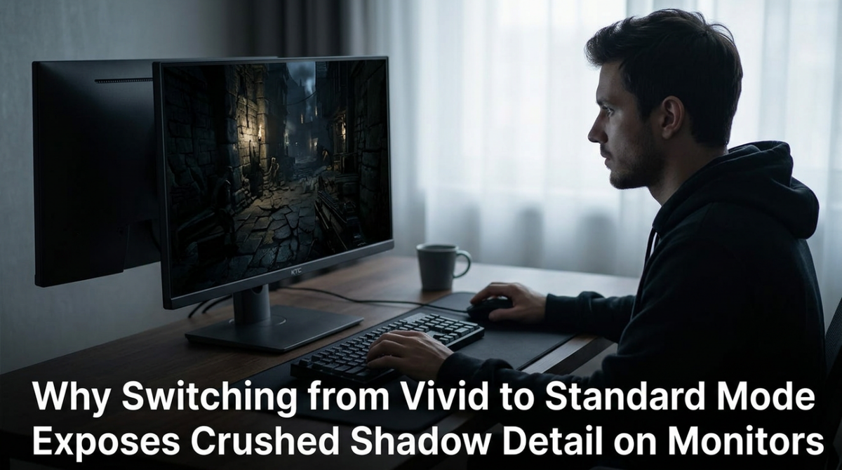 Why Switching from Vivid to Standard Mode Exposes Crushed Shadow Detail on Monitors