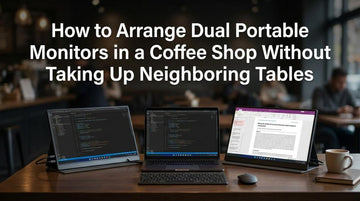 How to Arrange Dual Portable Monitors in a Coffee Shop Without Taking Up Neighboring Tables