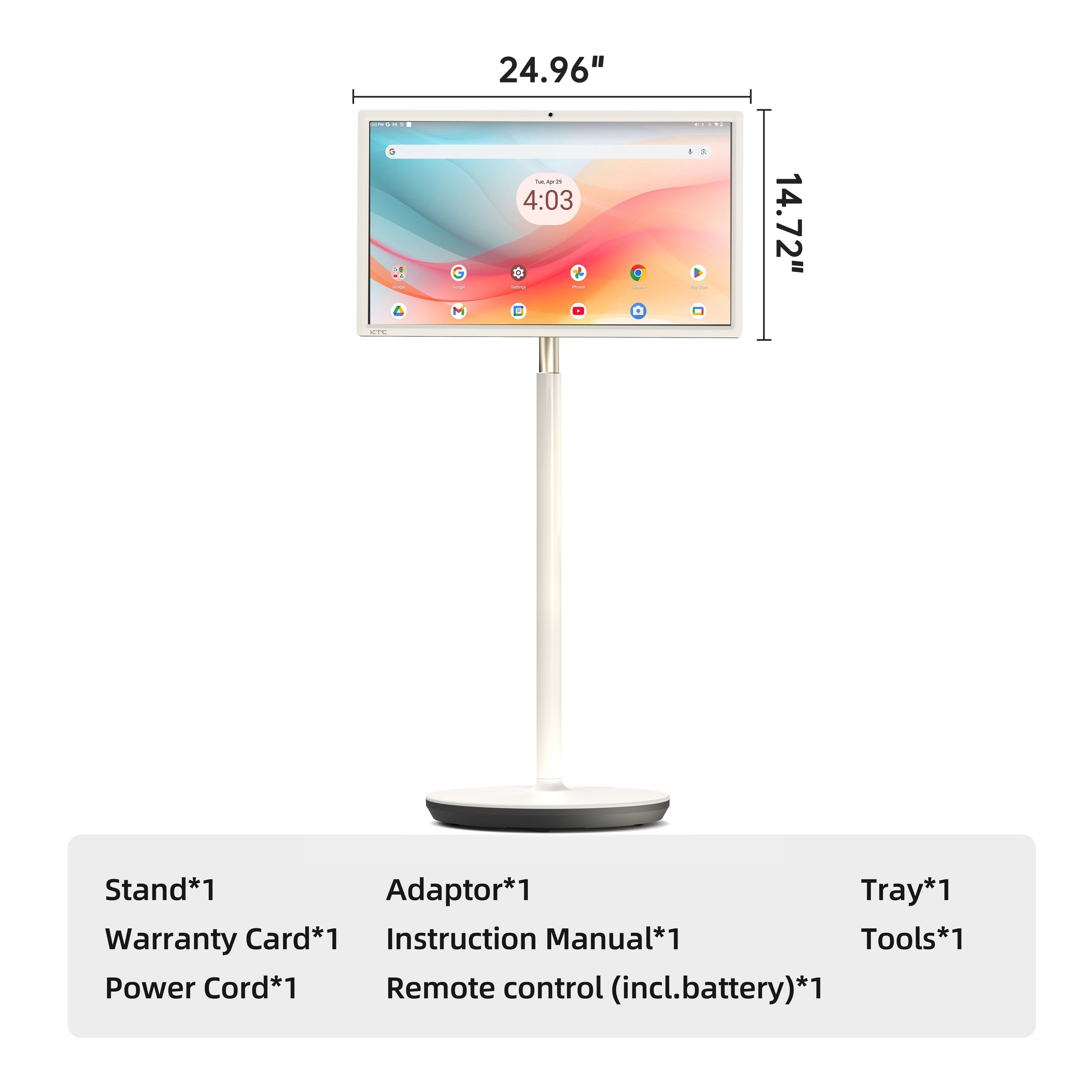 KTC MEGAPAD 27-inch FHD Android 14 smart touch monitor on wheeled stand