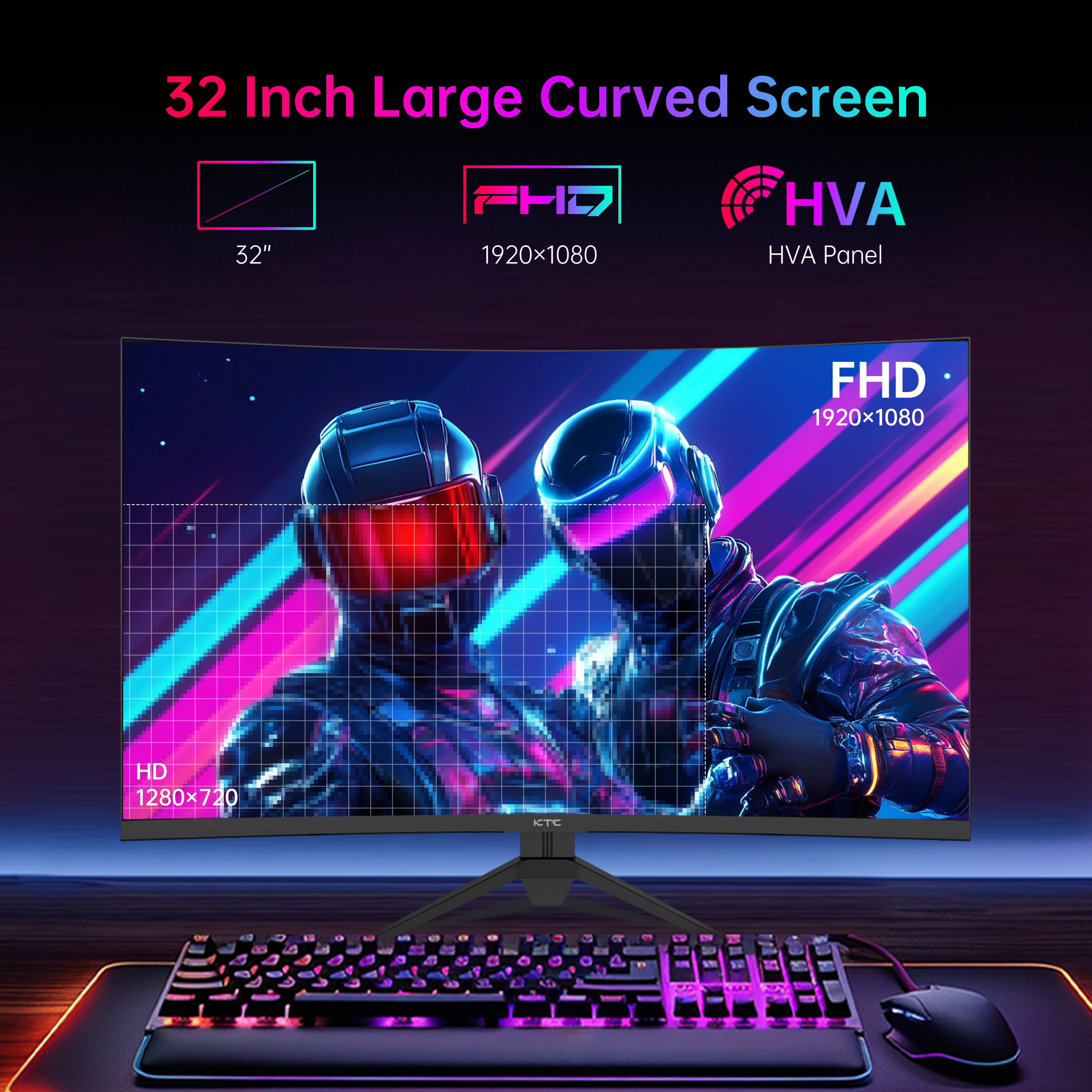 KTC 32-inch curved FHD gaming monitor with 240Hz refresh rate and 1ms response time