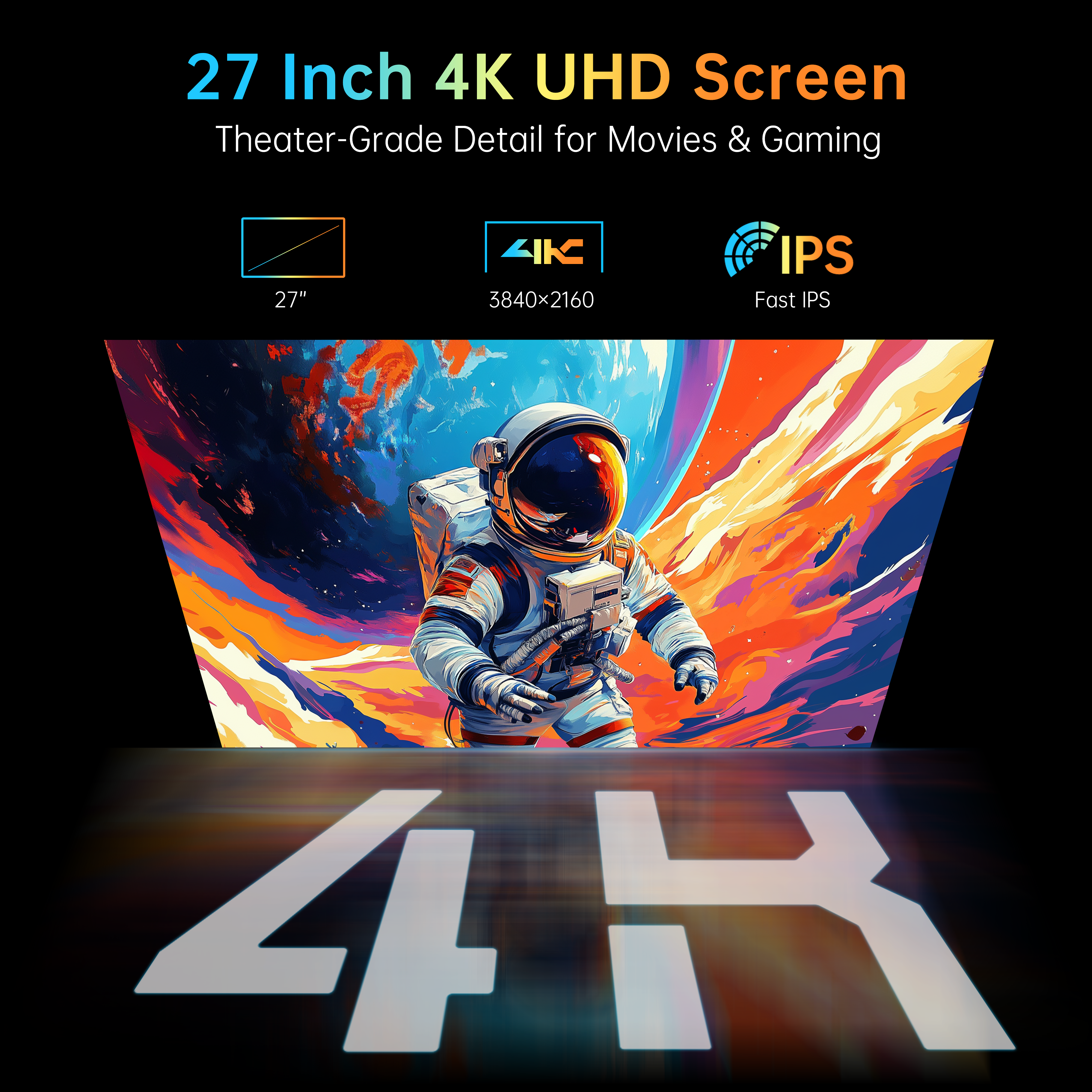 KTC 27-inch 4K 160Hz gaming monitor with HDR400, Fast IPS, 1ms response, adjustable stand