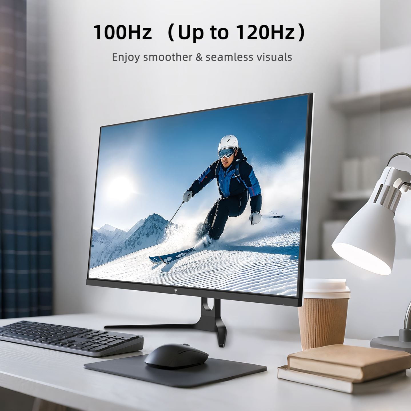 KTC 32-inch IPS monitor in dark gray with slim bezels and adjustable stand