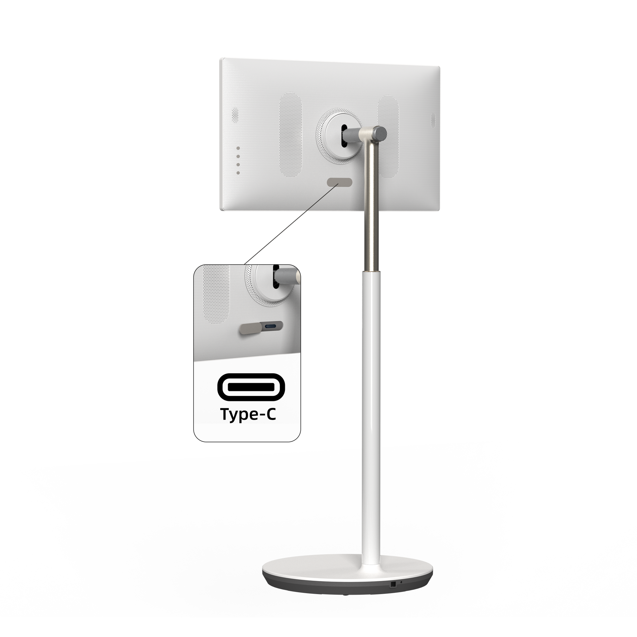 KTC 27-inch FHD Android 14 smart touch monitor on wheeled stand with 9500mAh battery