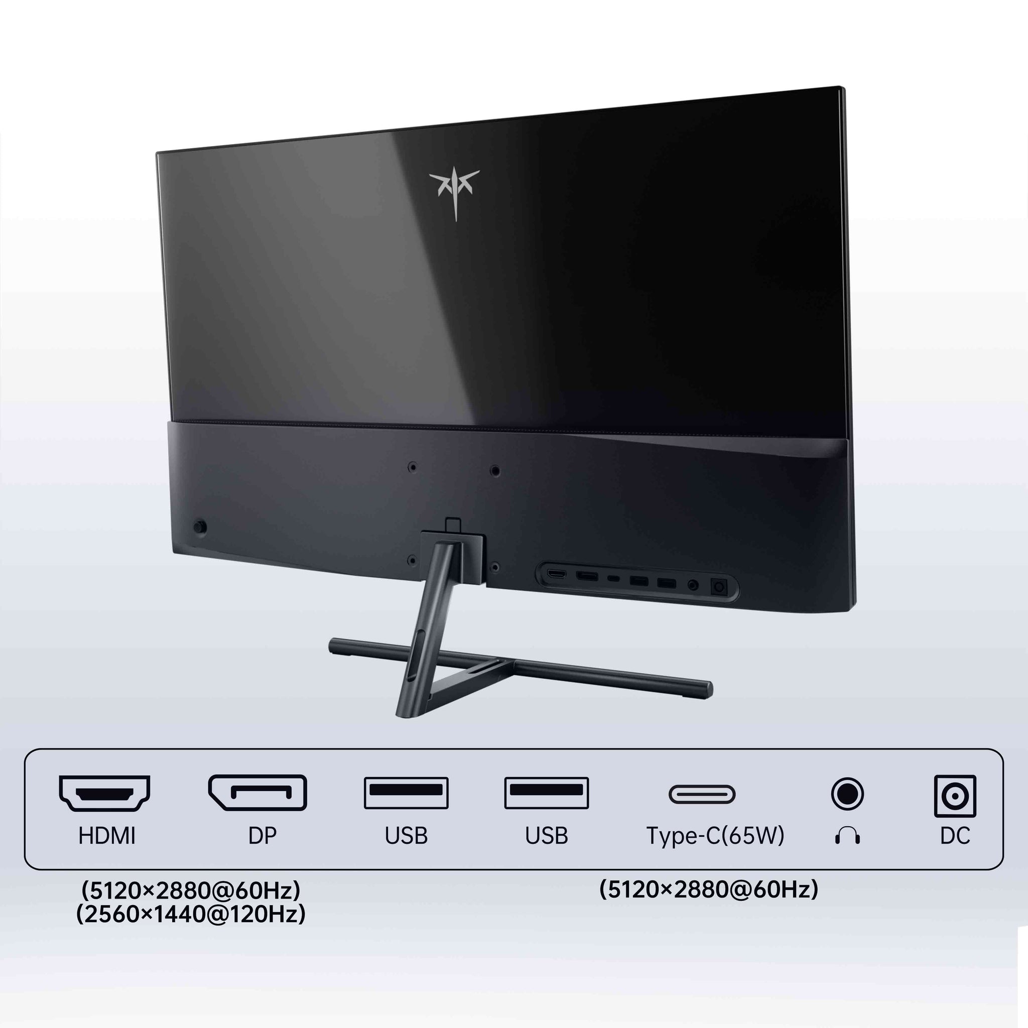 KTC 27-inch slim-bezel monitor displaying a vivid mountain lake landscape