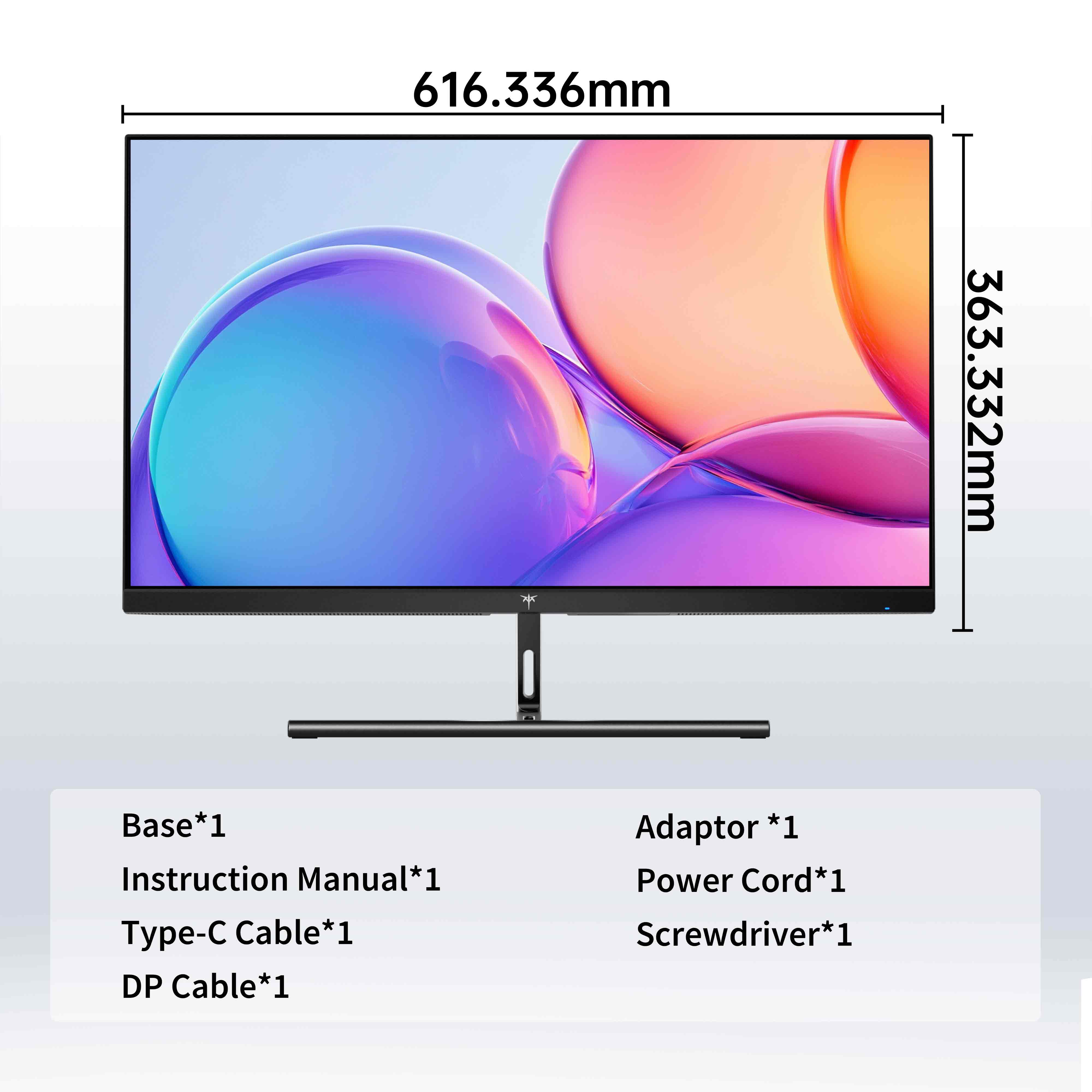 KTC 27-inch monitor with slim bezels and colorful abstract display