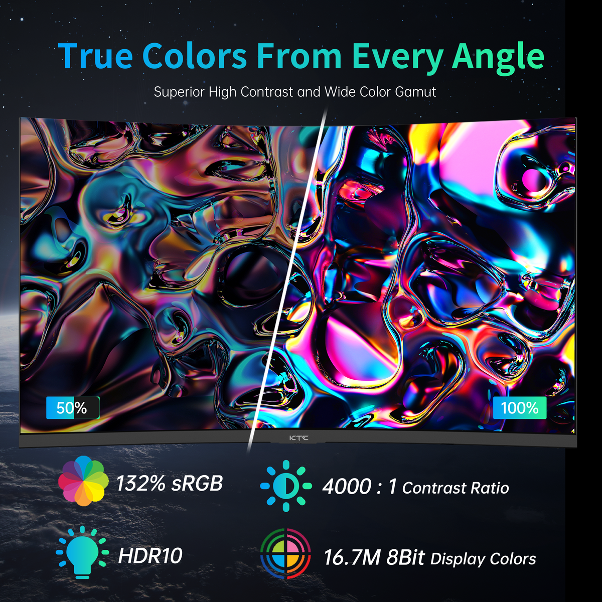 KTC 27-inch 2K curved gaming monitor with 180Hz, 1ms MPRT, HDR10, and 120% sRGB