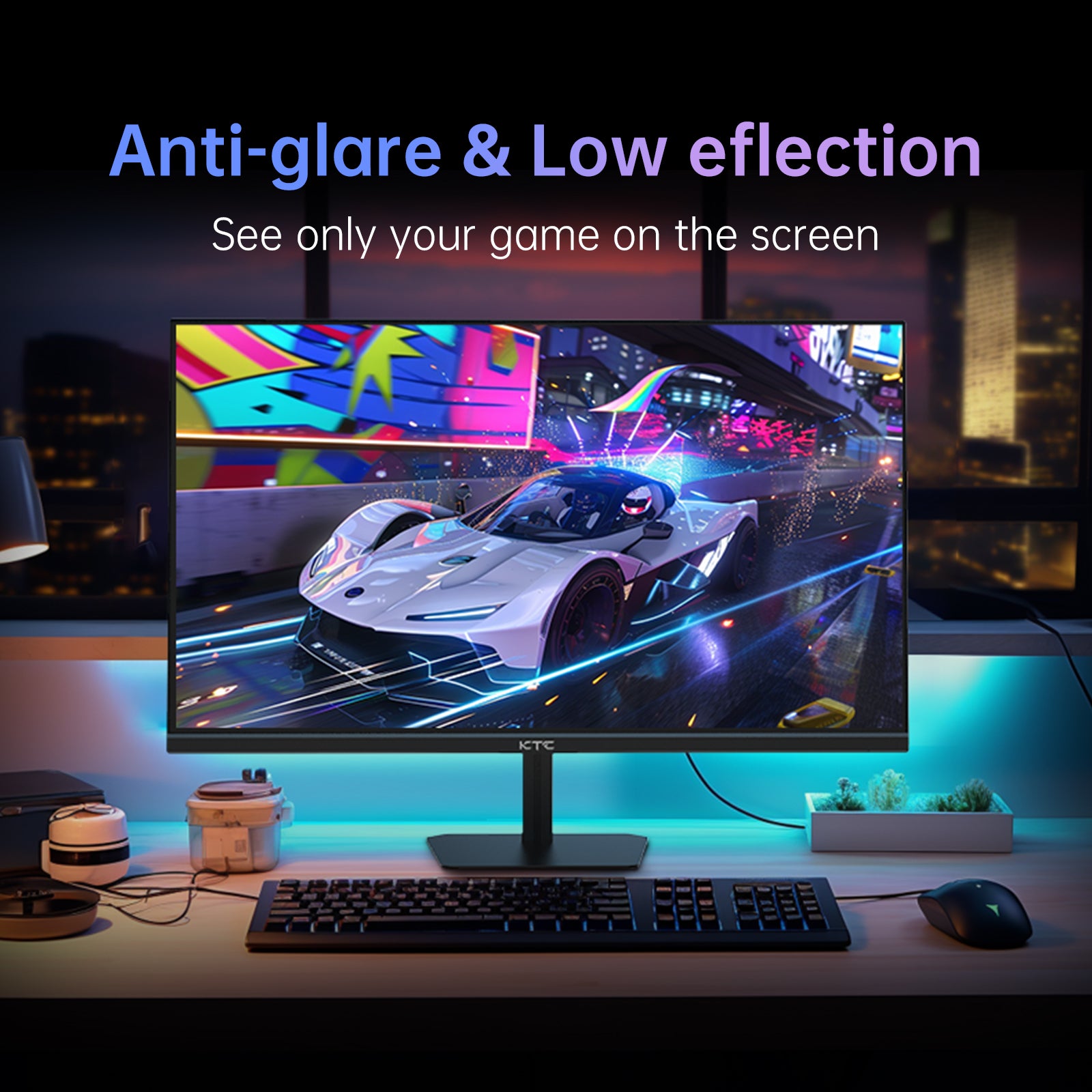 KTC 24.5-inch FHD gaming monitor rear view with VESA wall mount support