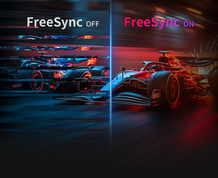 Gaming monitor with FreeSync support preventing screen tearing and stuttering in fast-paced games