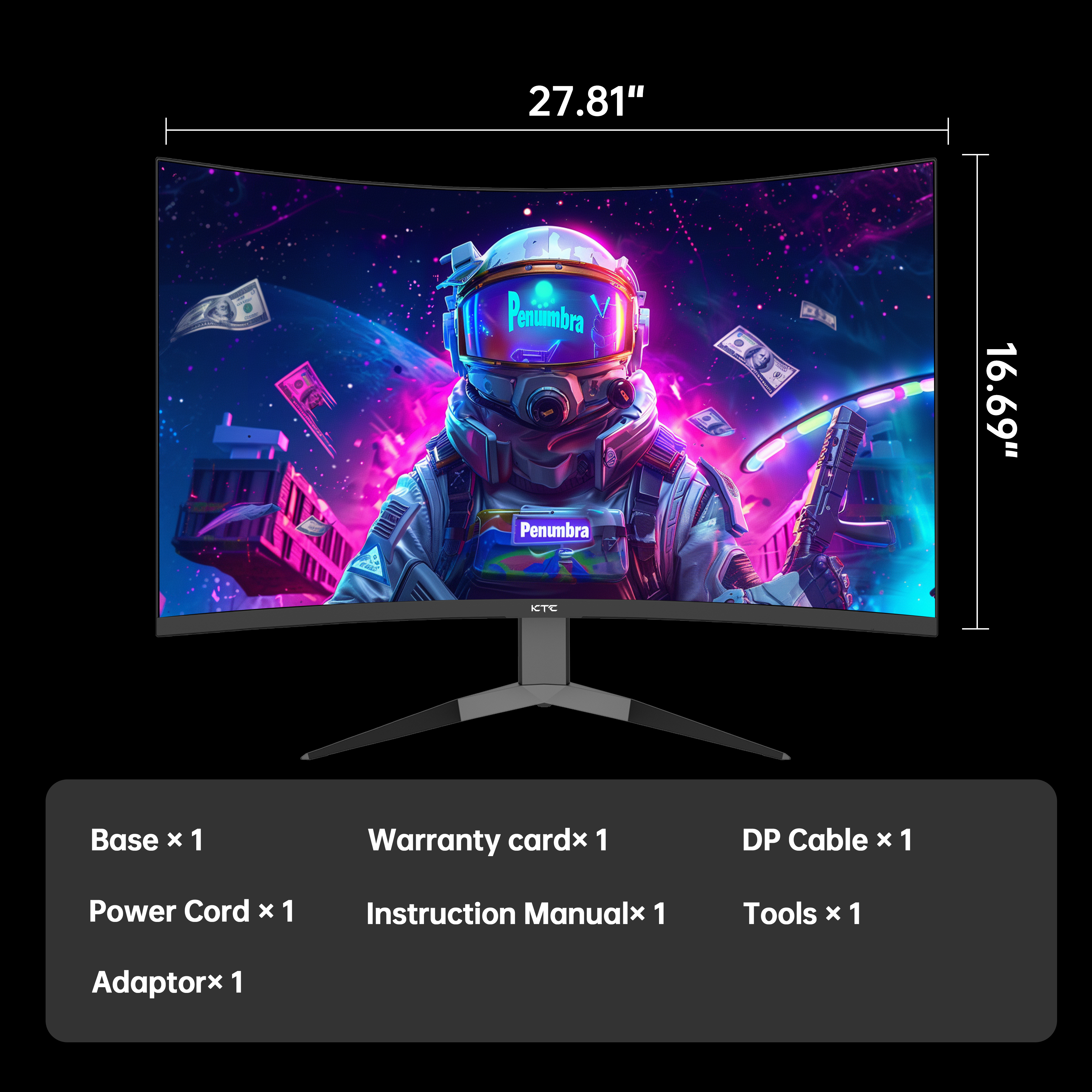 KTC 32-inch curved gaming monitor with 240Hz refresh rate and 1000R VA display