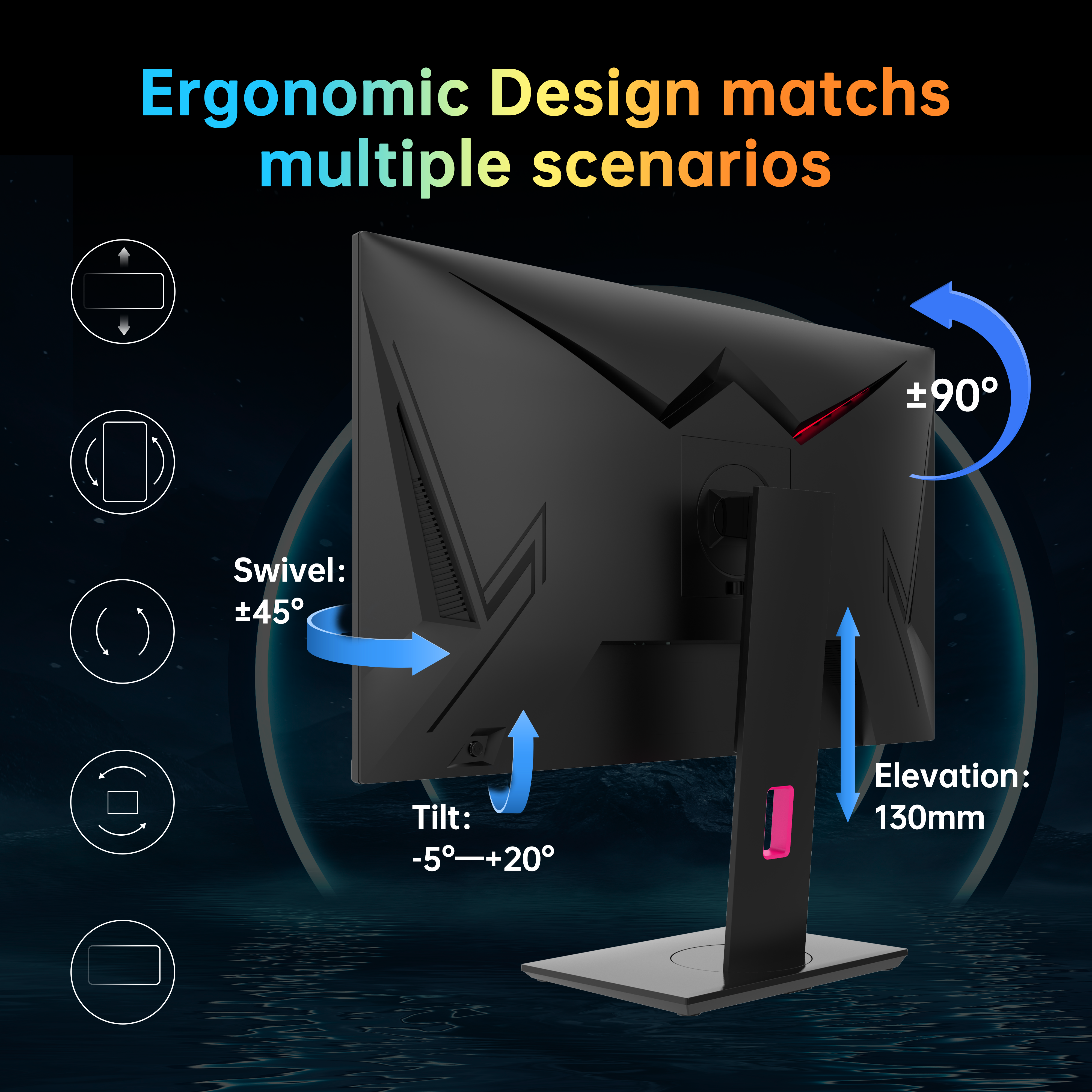 KTC H27P22S 27-inch 4K 160Hz gaming monitor specs chart with HDR400, Fast IPS and adjustable stand