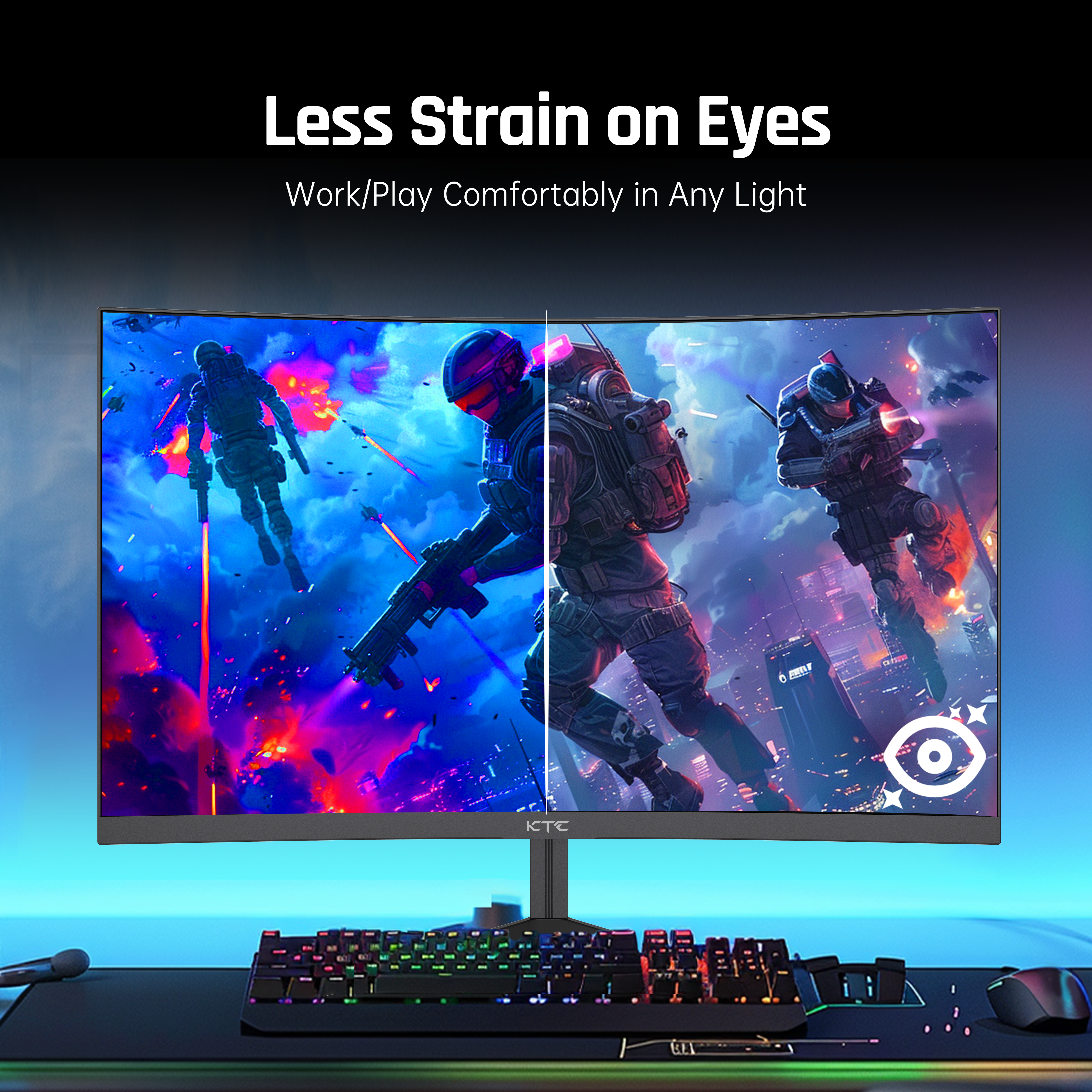 KTC 24-inch curved gaming monitor with 1500R FHD display and thin black bezel