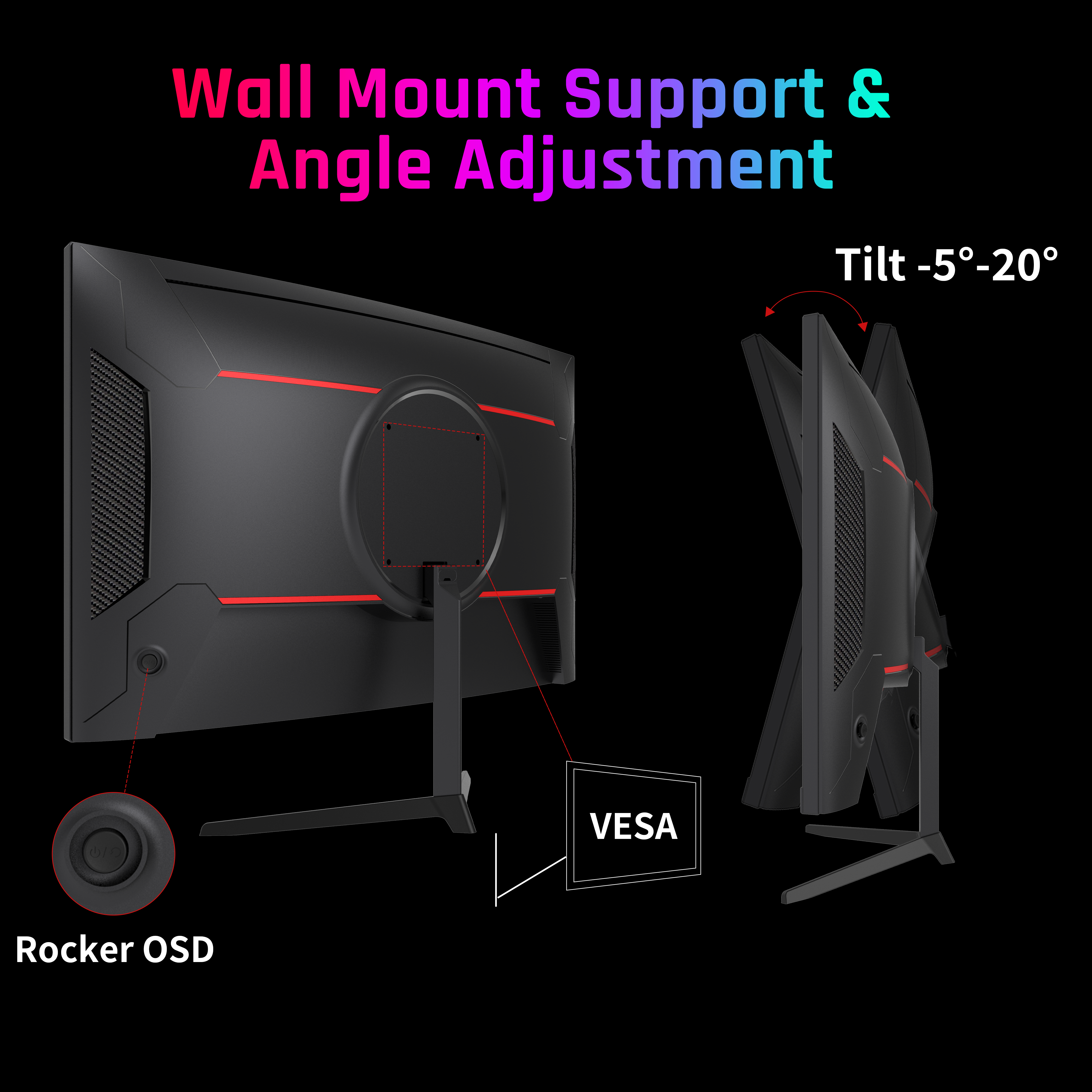KTC 24-inch curved gaming monitor with slim bezels and round stand