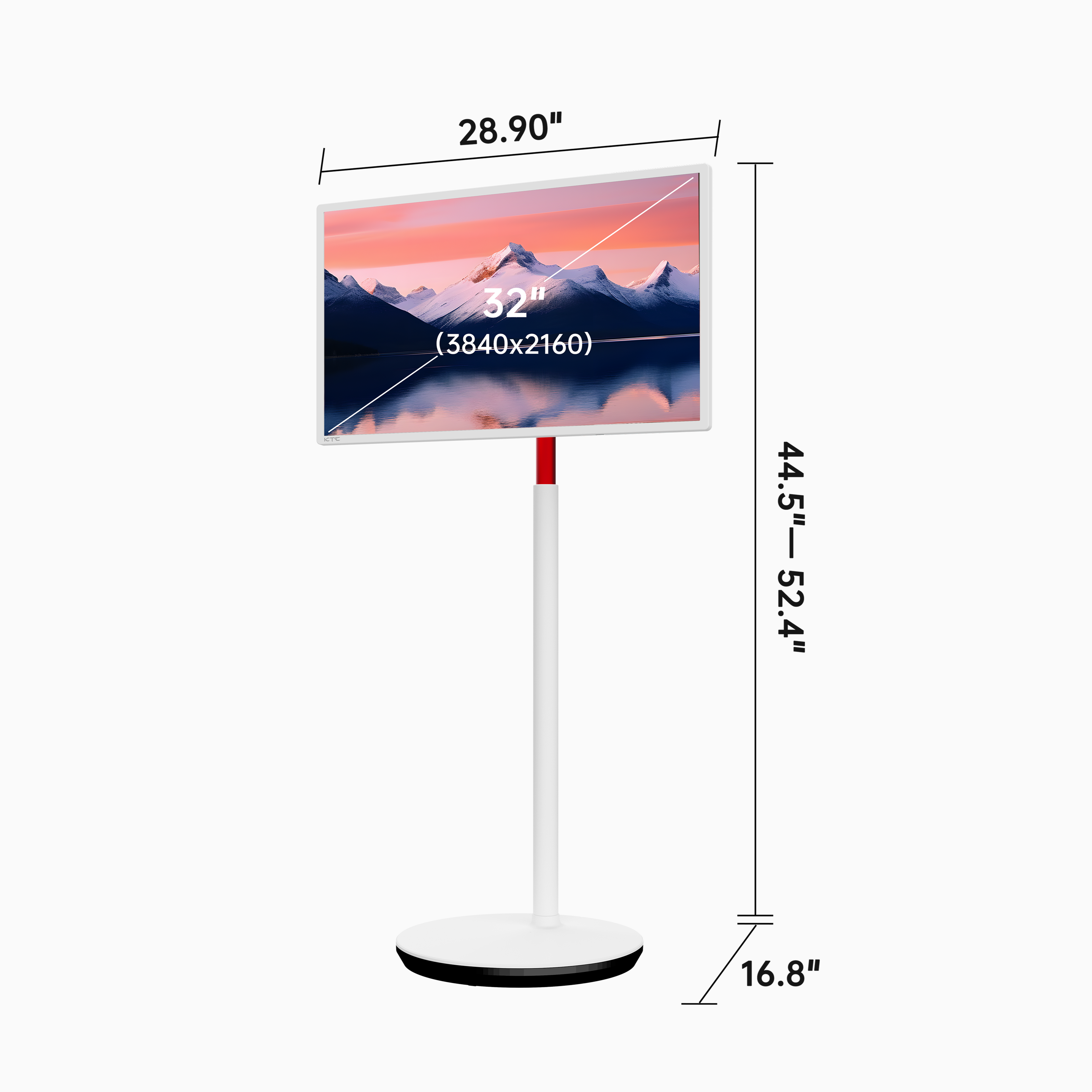 32-inch KTC MEGAPAD 4K Android smart touch monitor in portrait mode with all-in-one charging features