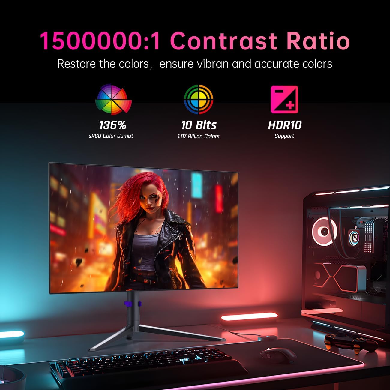 KTC OLED 27-inch gaming monitor with thin bezels and racing game display