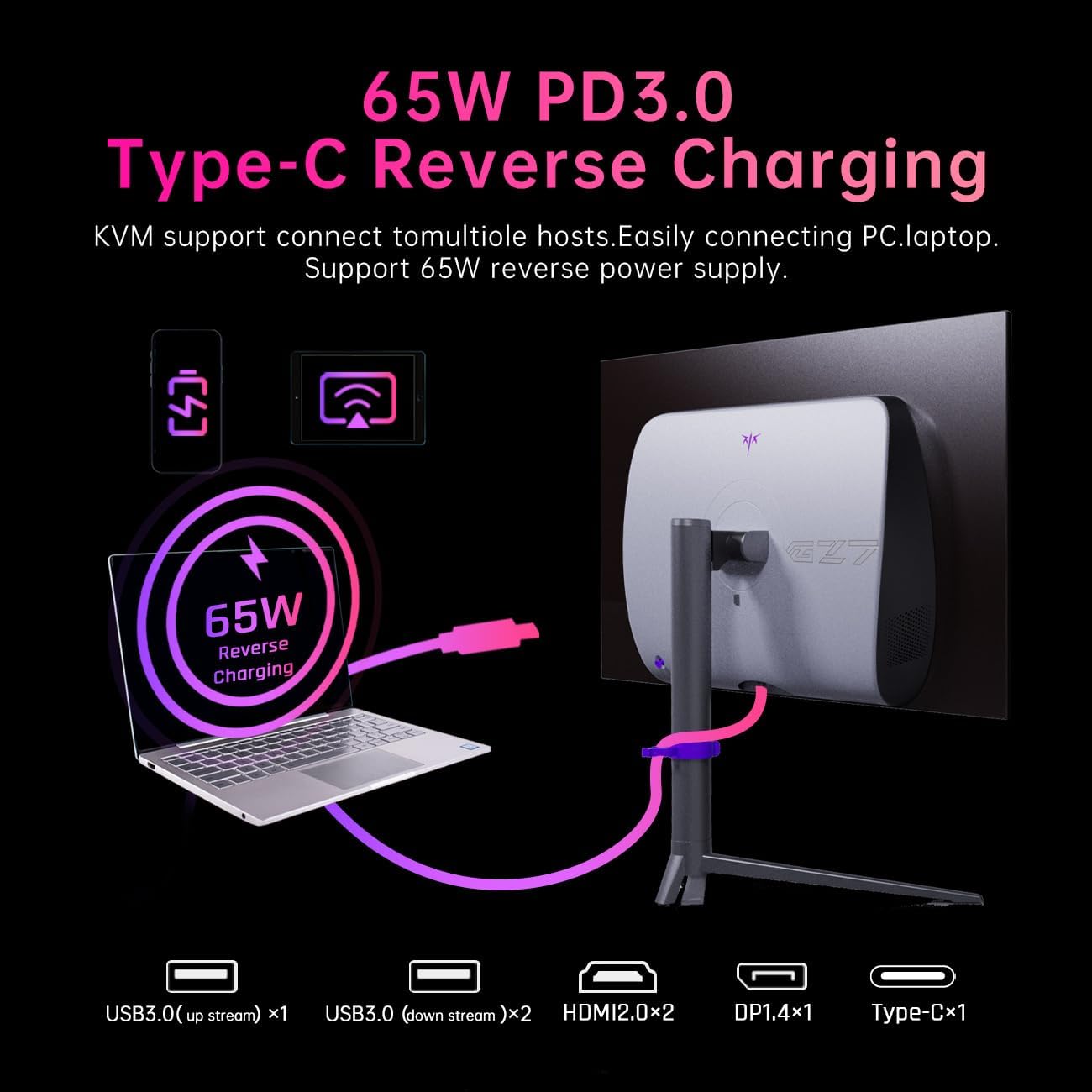 KTC G27P6 27-inch OLED gaming monitor with 65W USB-C, 240Hz, 0.03ms, 2K resolution
