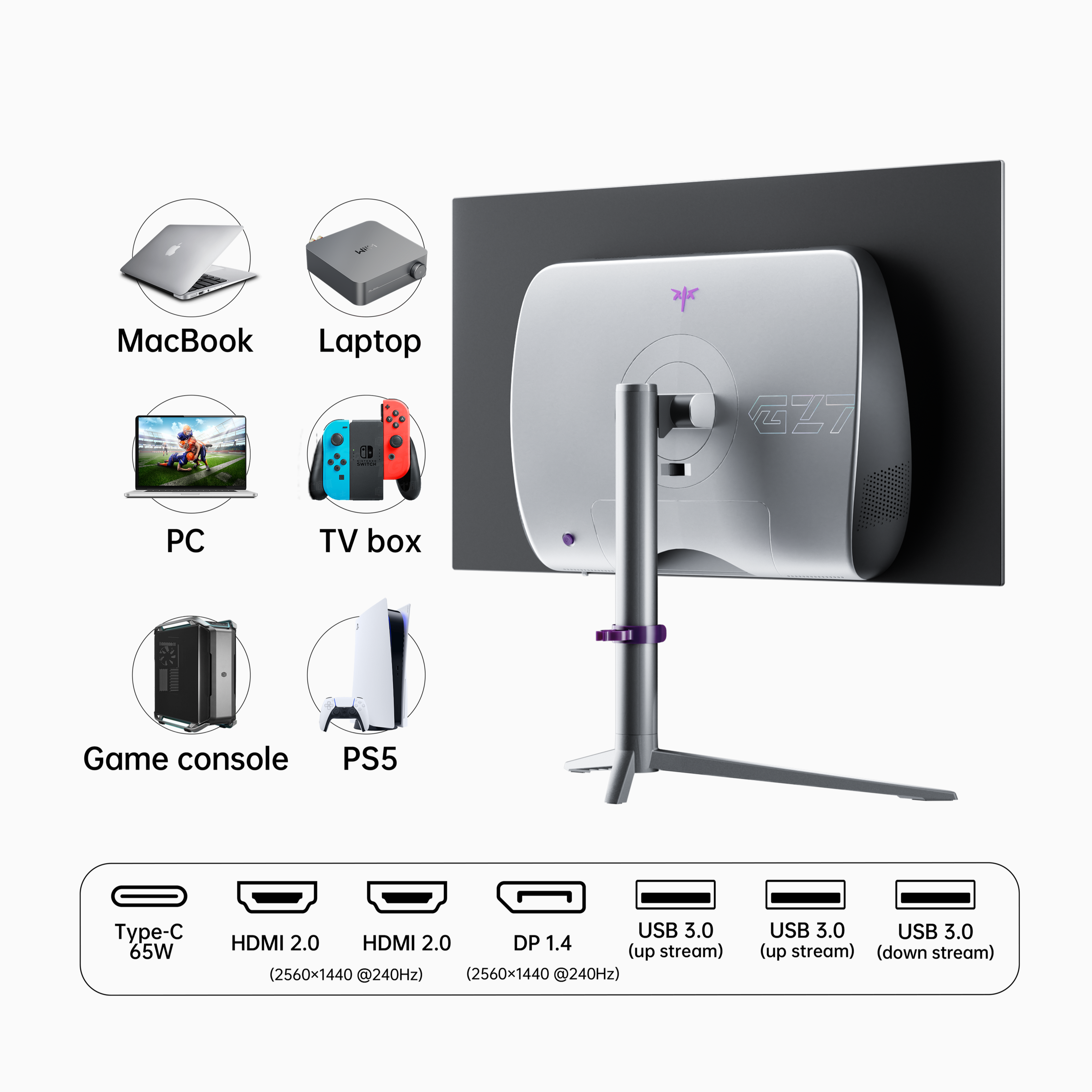 KTC G27P6 OLED gaming monitor with slim bezels and adjustable stand